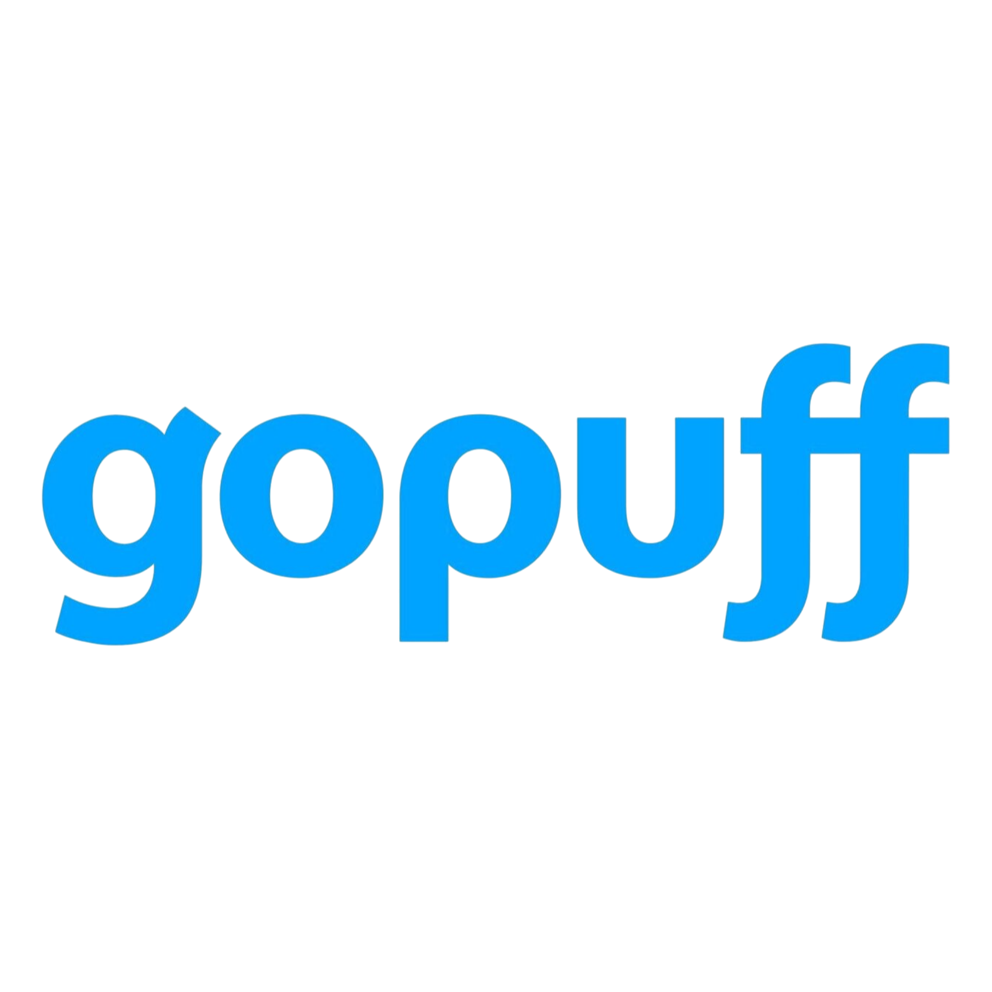 Gopuff logo in lowercase blue lettering