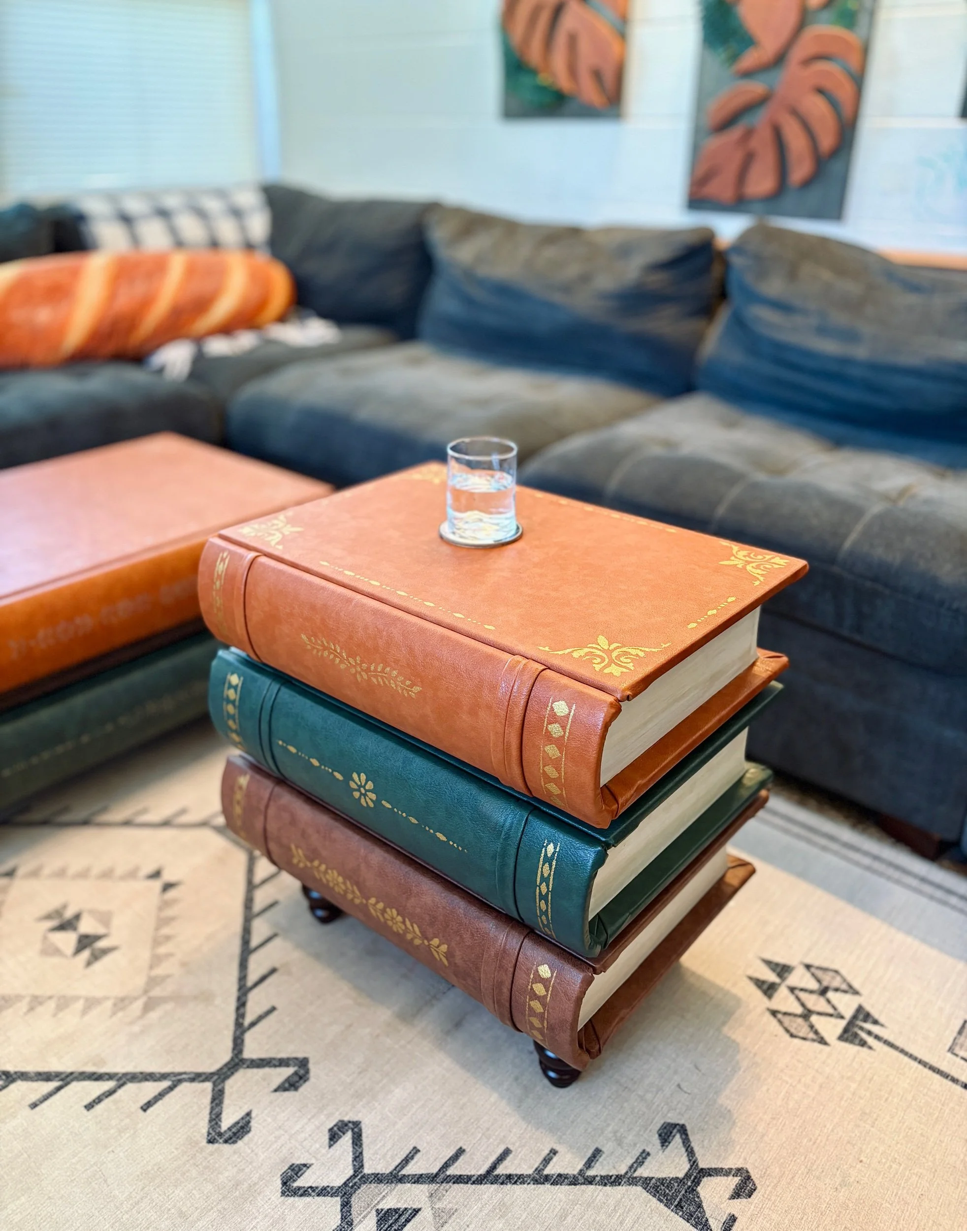 Stacked Books End Table