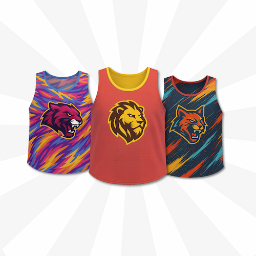 practice vest and pinnies sublimated product