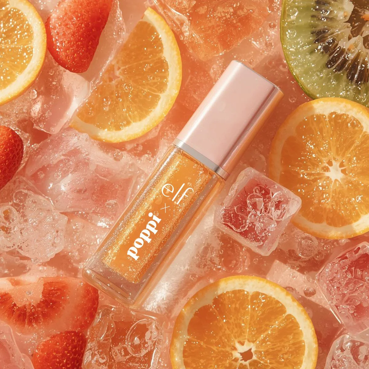 Citrus splash lip gloss floating in ice