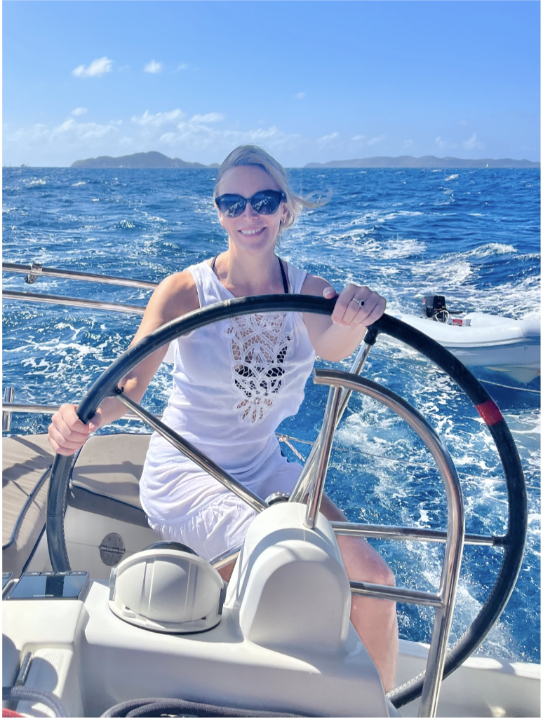 woman sailing on a private charter in BVI