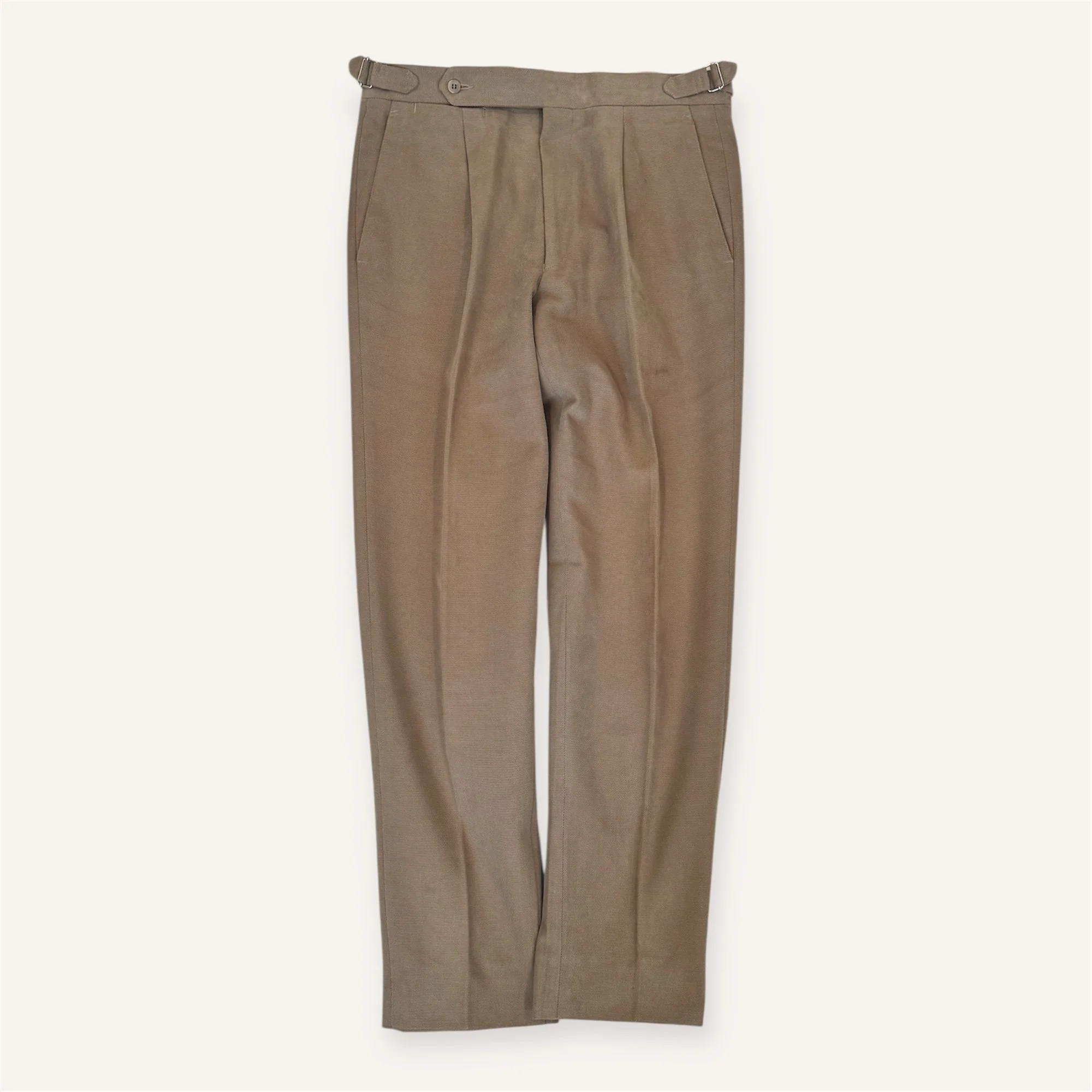 Single Pleat Trouser in Basketweave Cotton