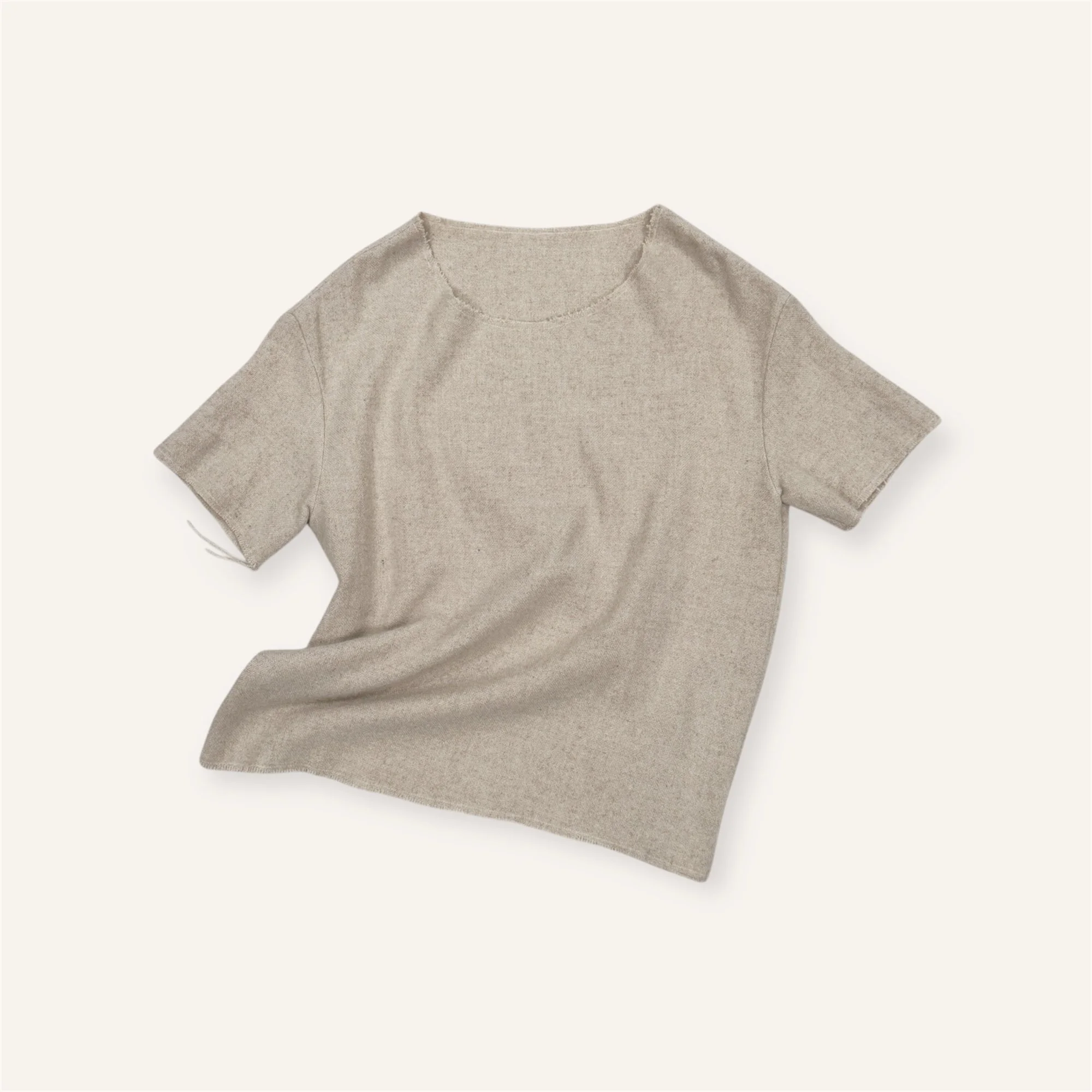 Short Sleeve Roundneck Sweater in Cashmere