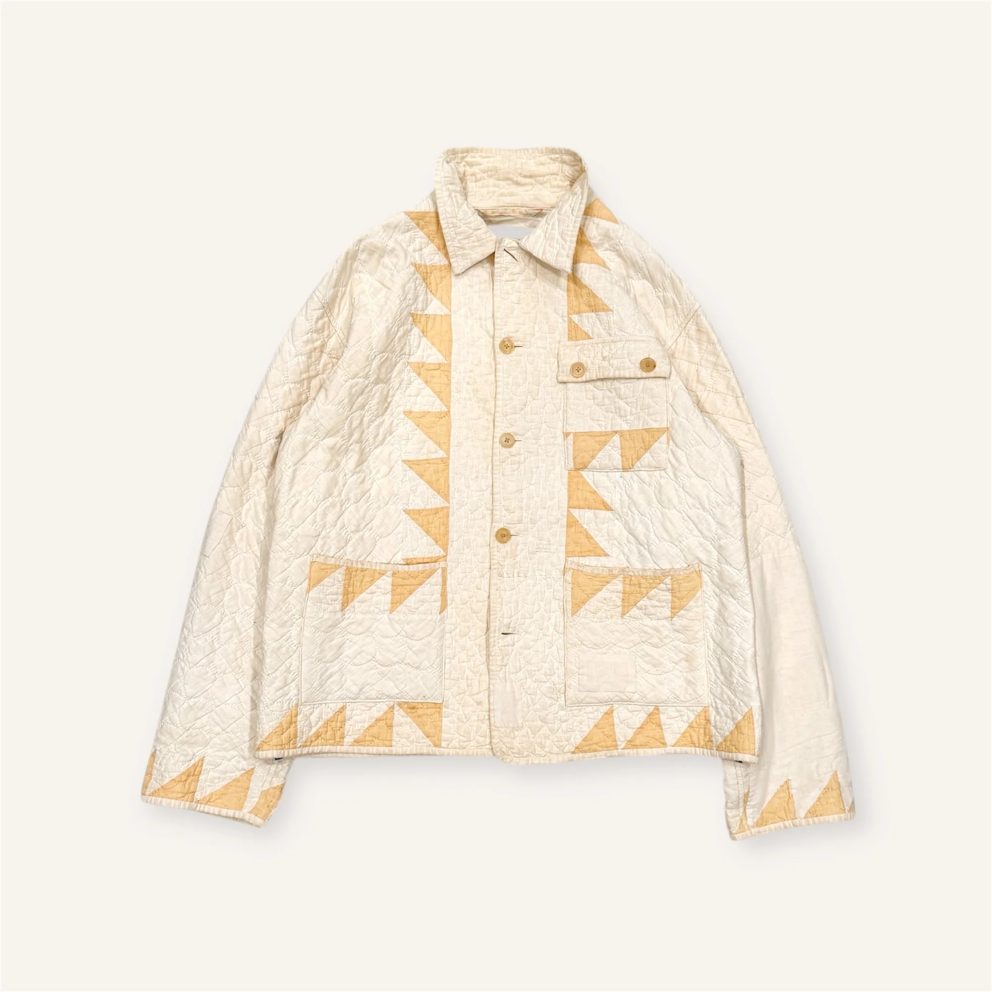 Quilt Jacket in Cotton, “Ivory / Yellow”