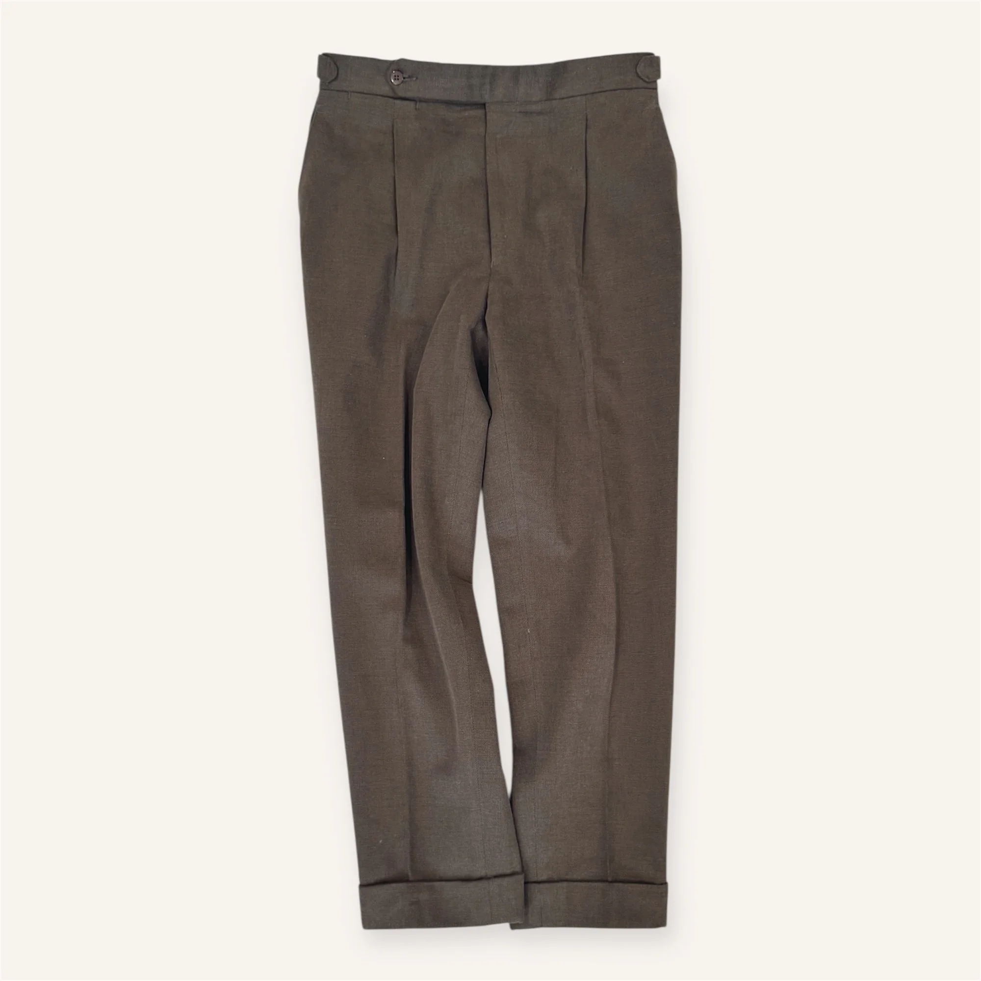 Single Pleat Trouser in Basketweave Cotton