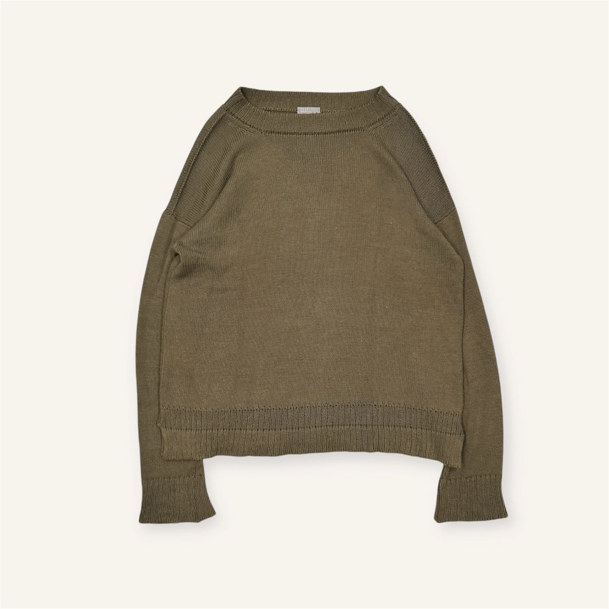 Drop Shoulder Crewneck in Open-Weave Cotton