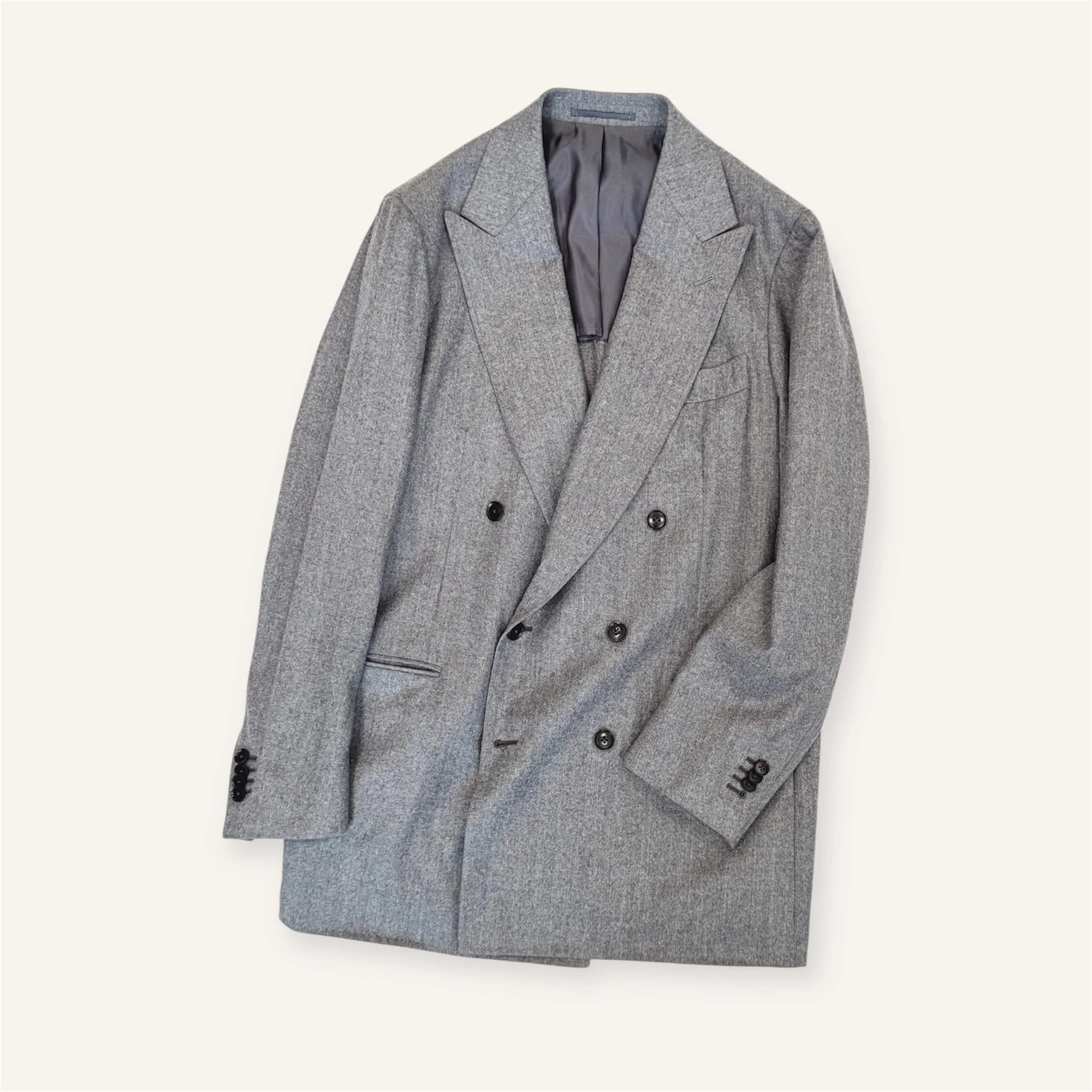 Double Breasted Suit in Wool Flannel