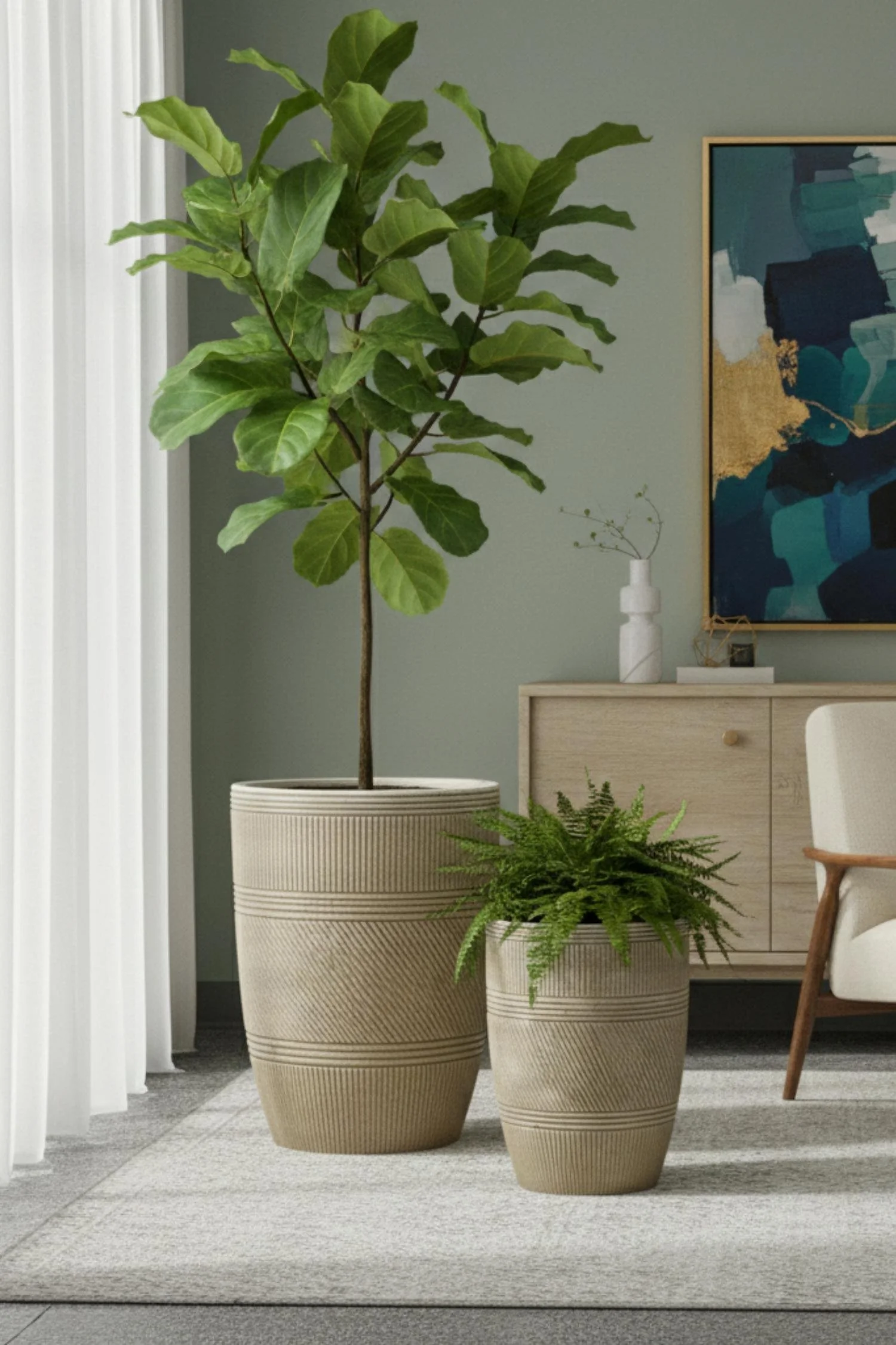 Beige Patterned Planter