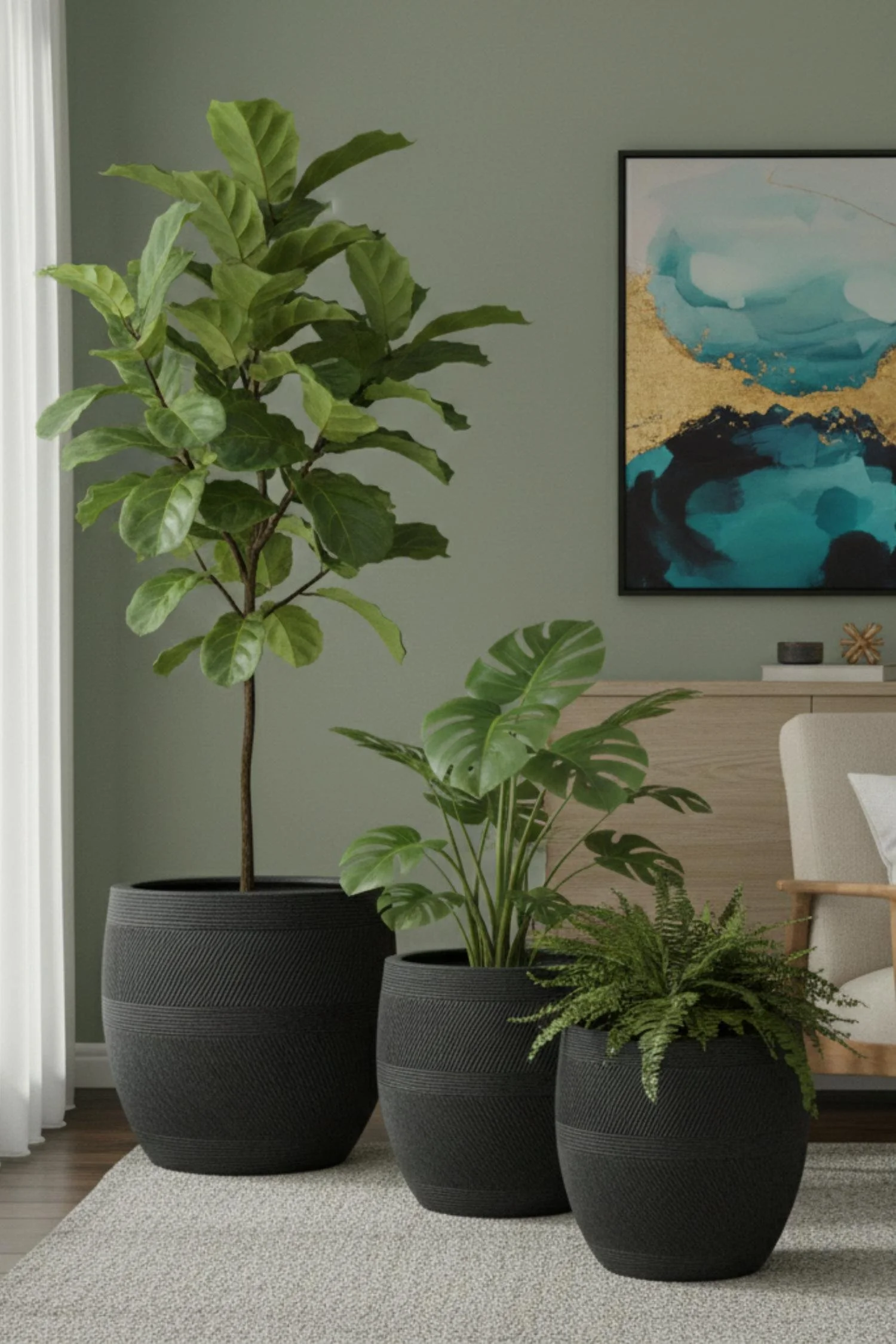 Black Textured Planter