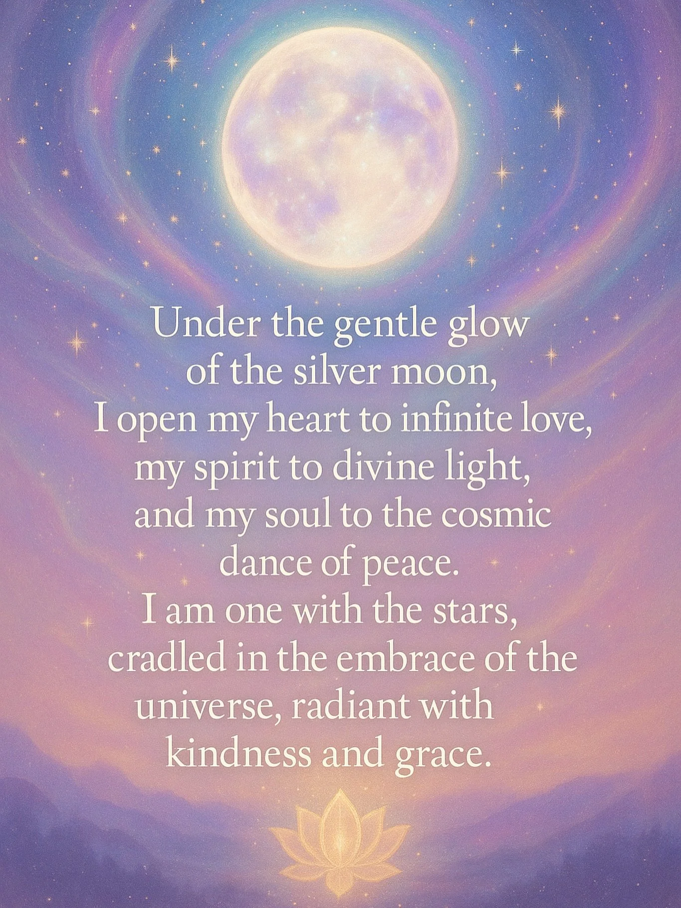 You are a divine light, not separate but woven into the fabric of everything. 🌙✨

#SilverMoonYoga
#DivineLight
#InnerPeace
#WeAreOne
#CosmicConnection
#MoonMagic
#SpiritualAwakening
#YogaWisdom
#CelestialVibes
#LunarEnergy
#YogaInspiration
#SacredSp