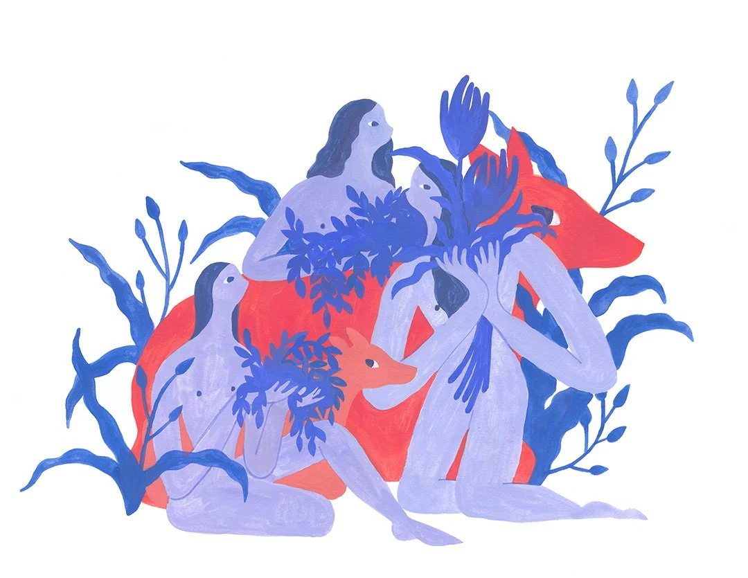 Women with Deer Digital Print