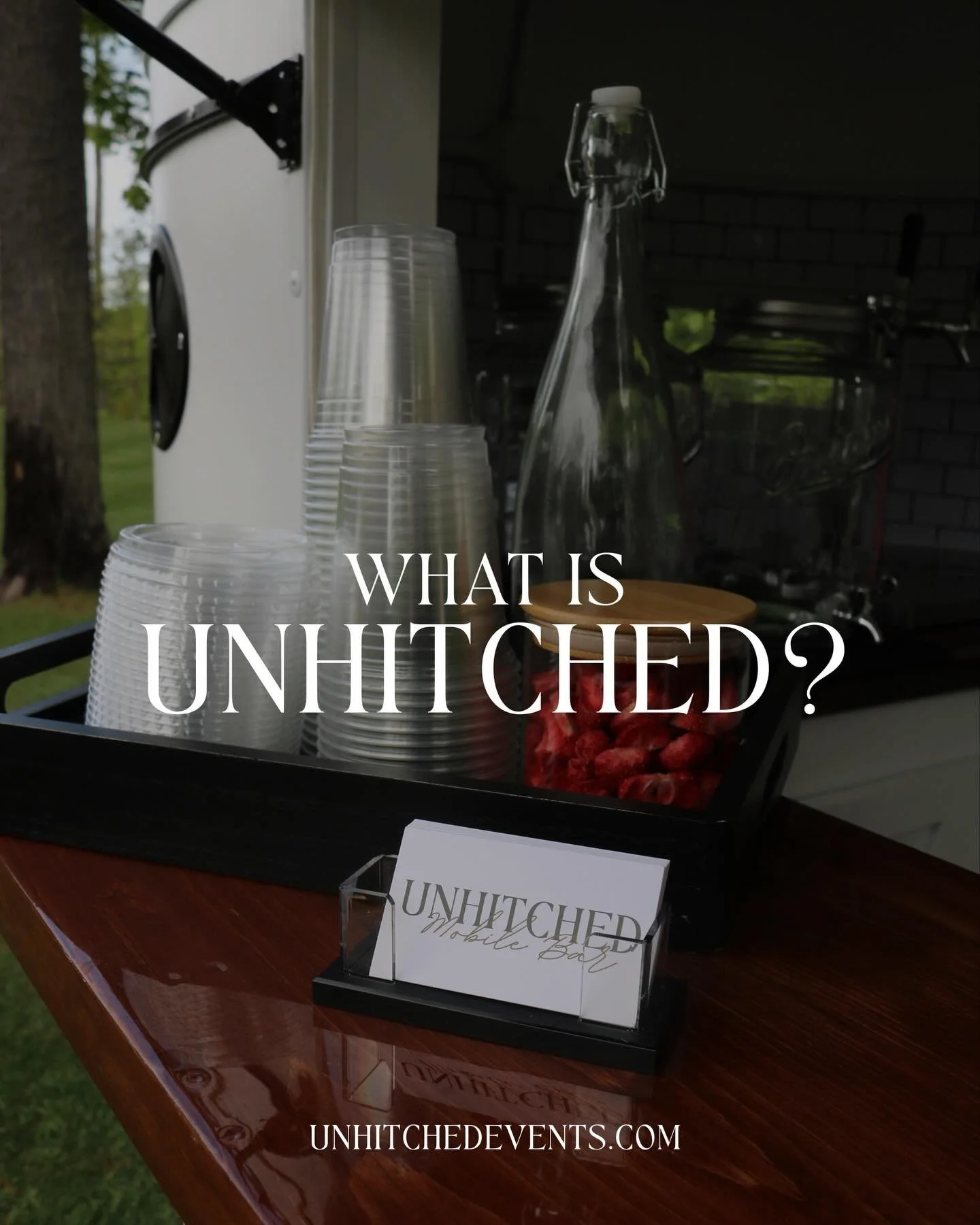 Everyone keeps asking what Unhitched is&hellip; sooo here it is.

A one-of-a-kind mobile bar that&rsquo;s not boring, and definitely not an afterthought.

Swipe to learn more! 
You&rsquo;re welcome 😘