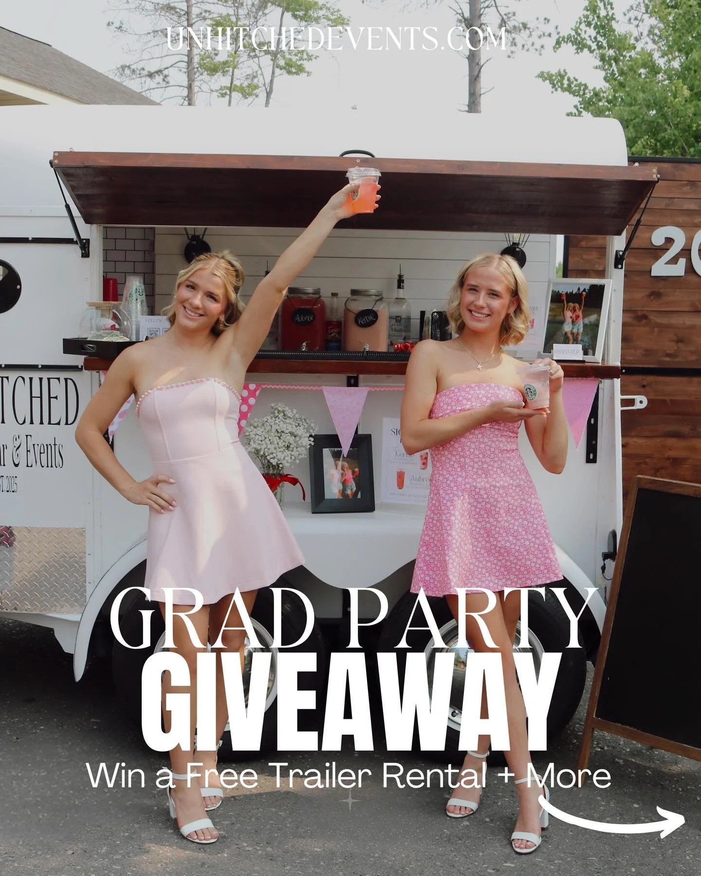 🎓 GRAD PARTY GIVEAWAY 🎉 

If you&rsquo;re a grad or planning a grad party this summer, this one&rsquo;s for you 👀

Win:
✨ FREE Unhitched trailer rental
✨ $200 OFF a Dirty Soda Bar
✨ Custom drink menu for your party

How to enter:
1️⃣ Follow @unhit