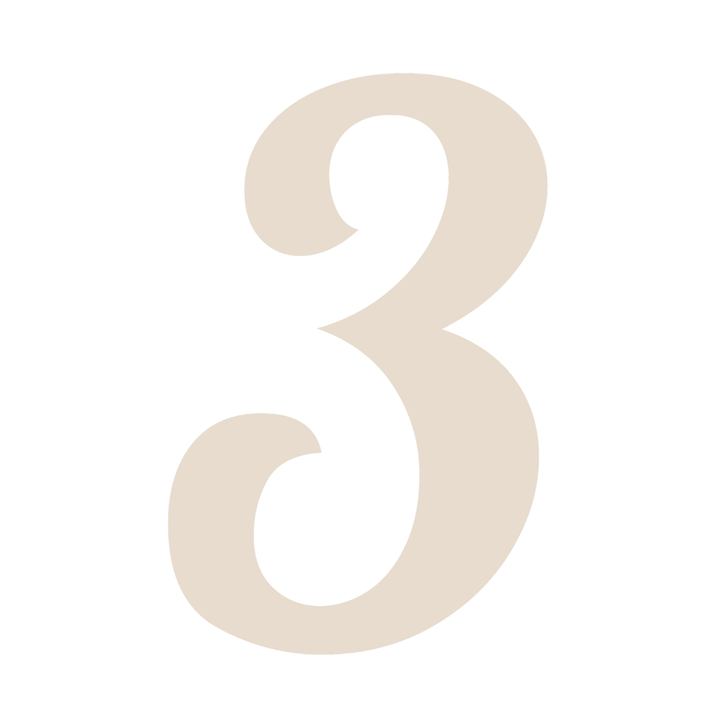Large beige number 3 on a black background.