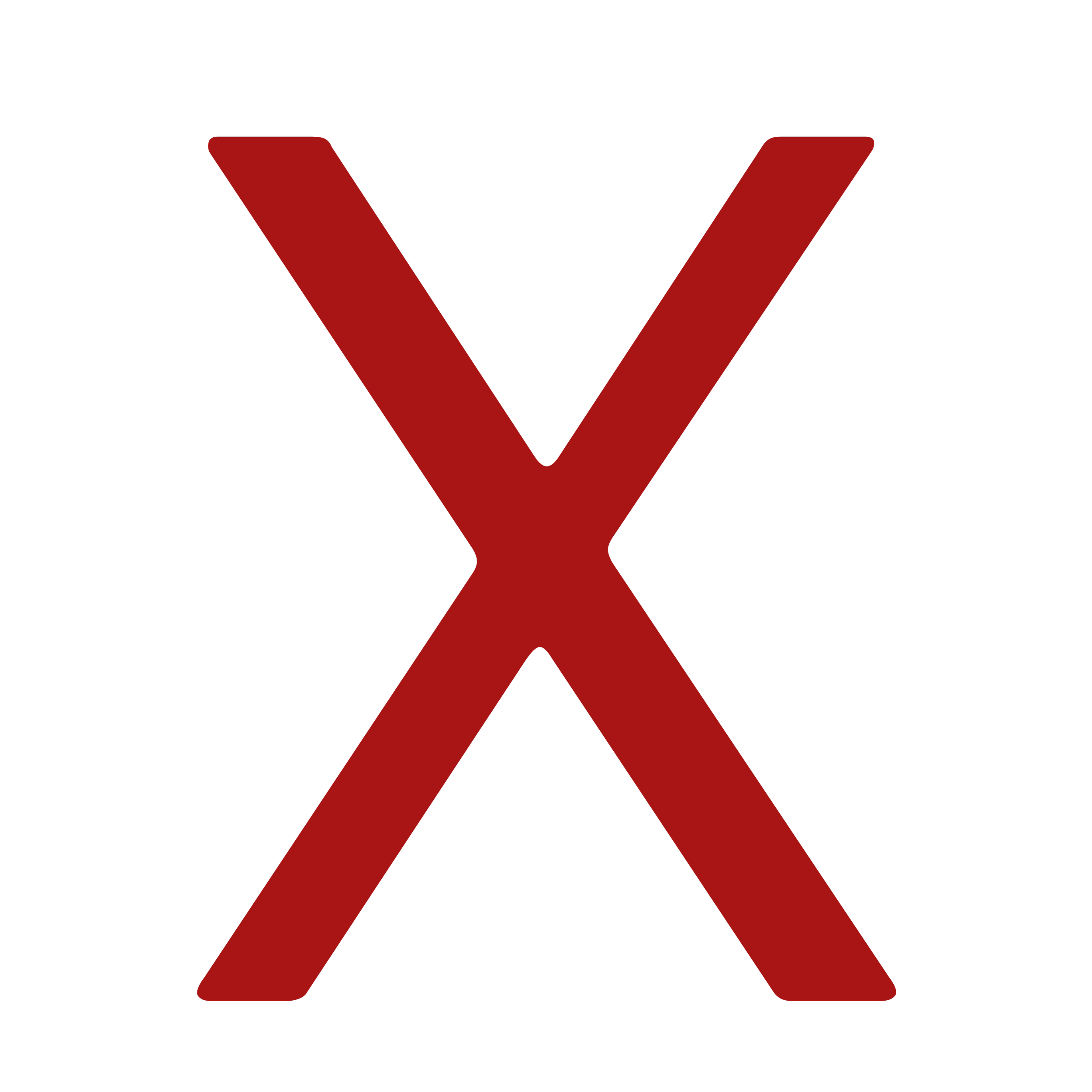 Red letter X symbol on a black background.