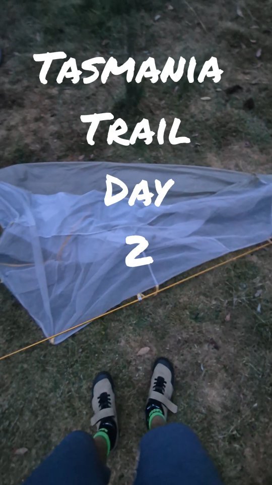 Today was longer than the first day now I'm warmed up. Had a small run in with a snake and then a stick, the stick did me damage so I'll have to look out for them. Camping at the back of the horse ring tonight thanks to the tasmania trail association