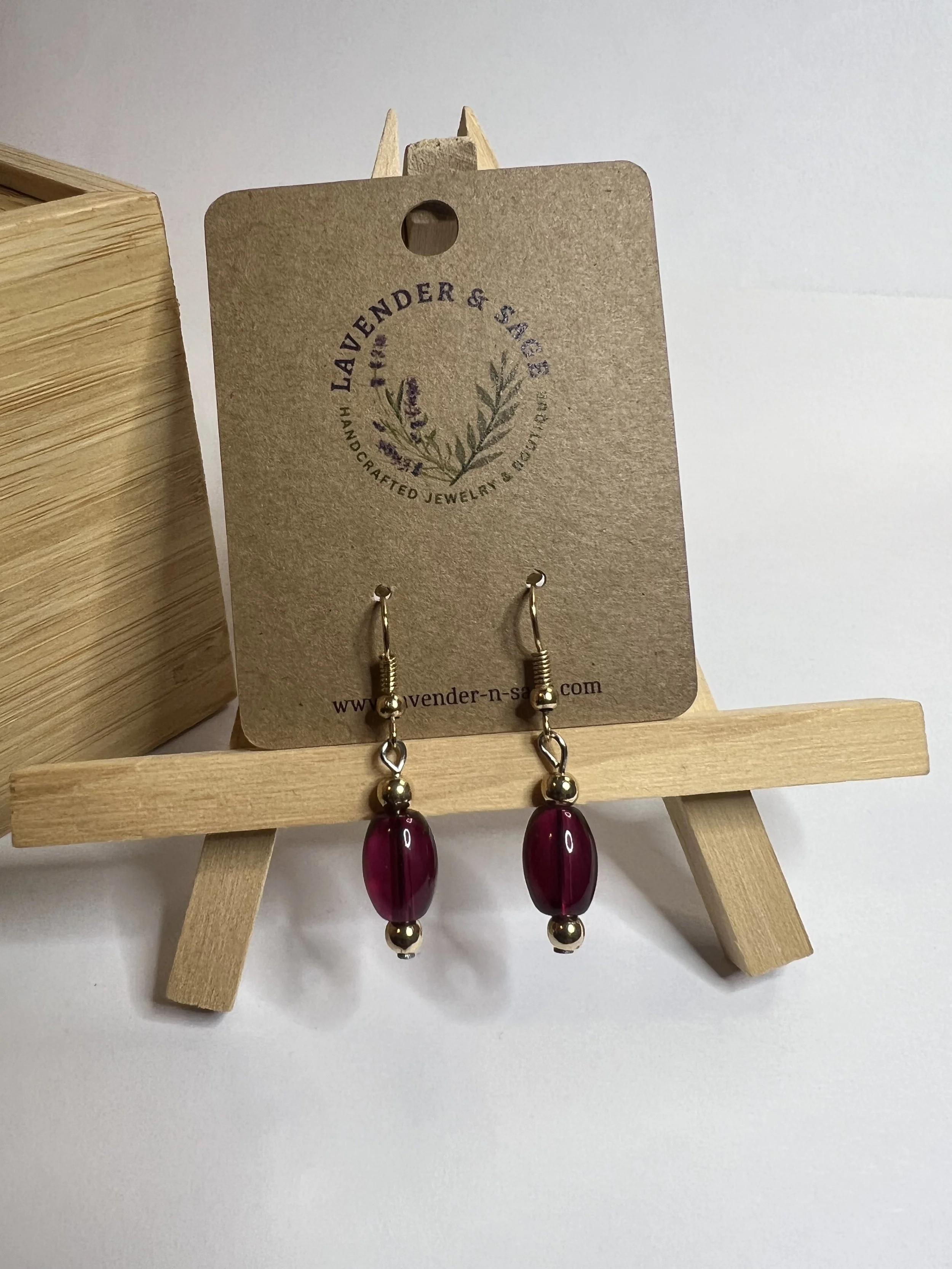 Maroon & Gold Drop Earrings