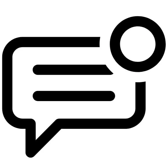 Chat notification icon with a speech bubble and circle