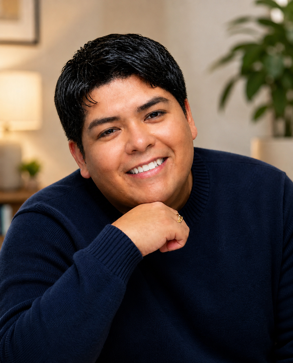 Therapist portrait in a warm and welcoming office setting