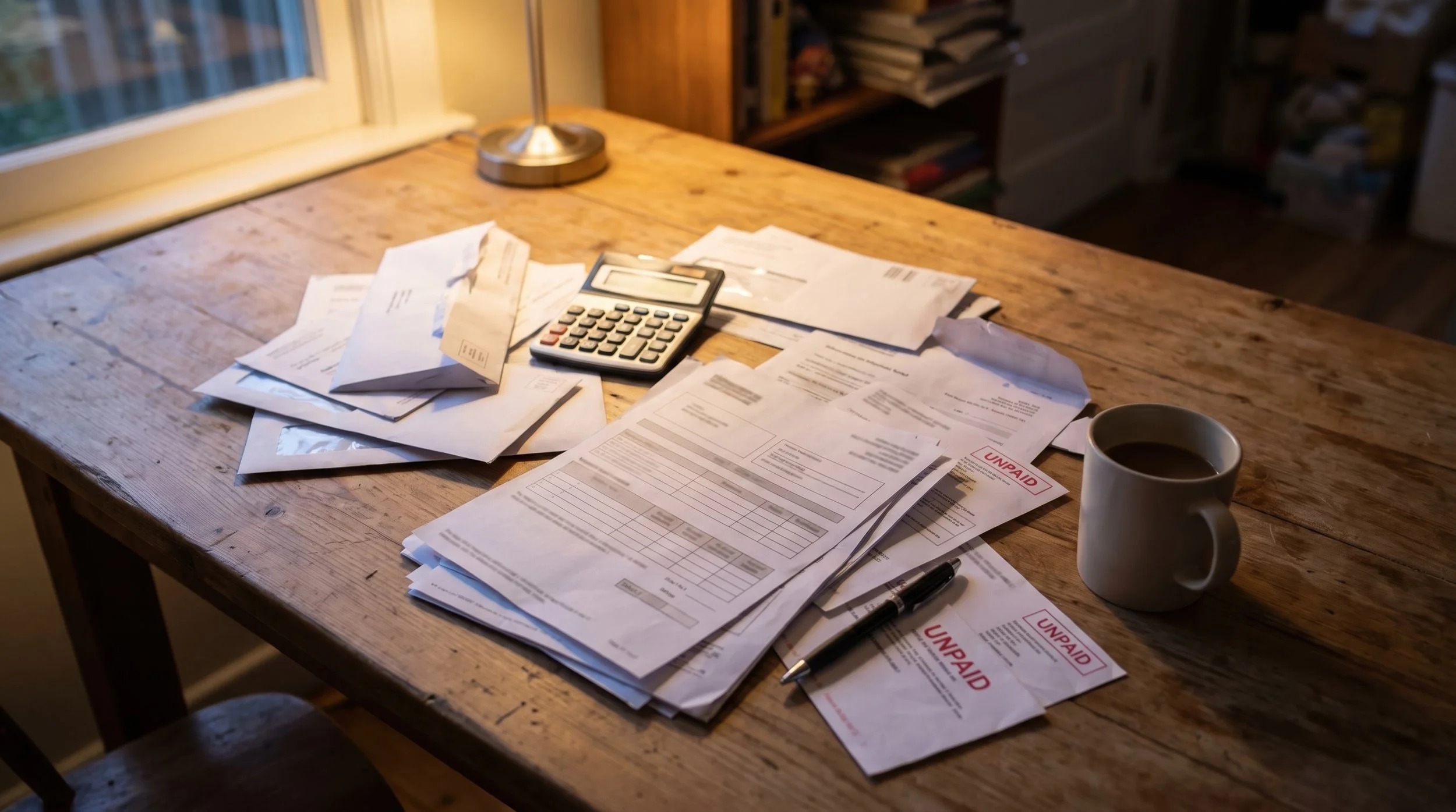 Medical bills and paperwork showing costs that criminal restitution may not fully cover.
