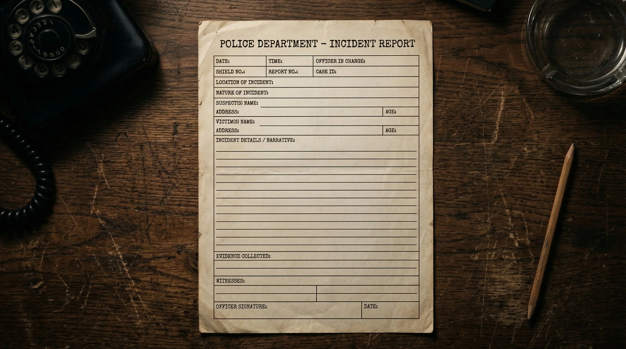 Police incident report, one of the first records that supports an assault injury claim.