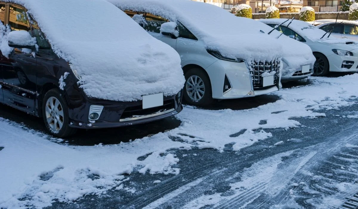 Wet floors inside a building caused by tracked snow during winter storms