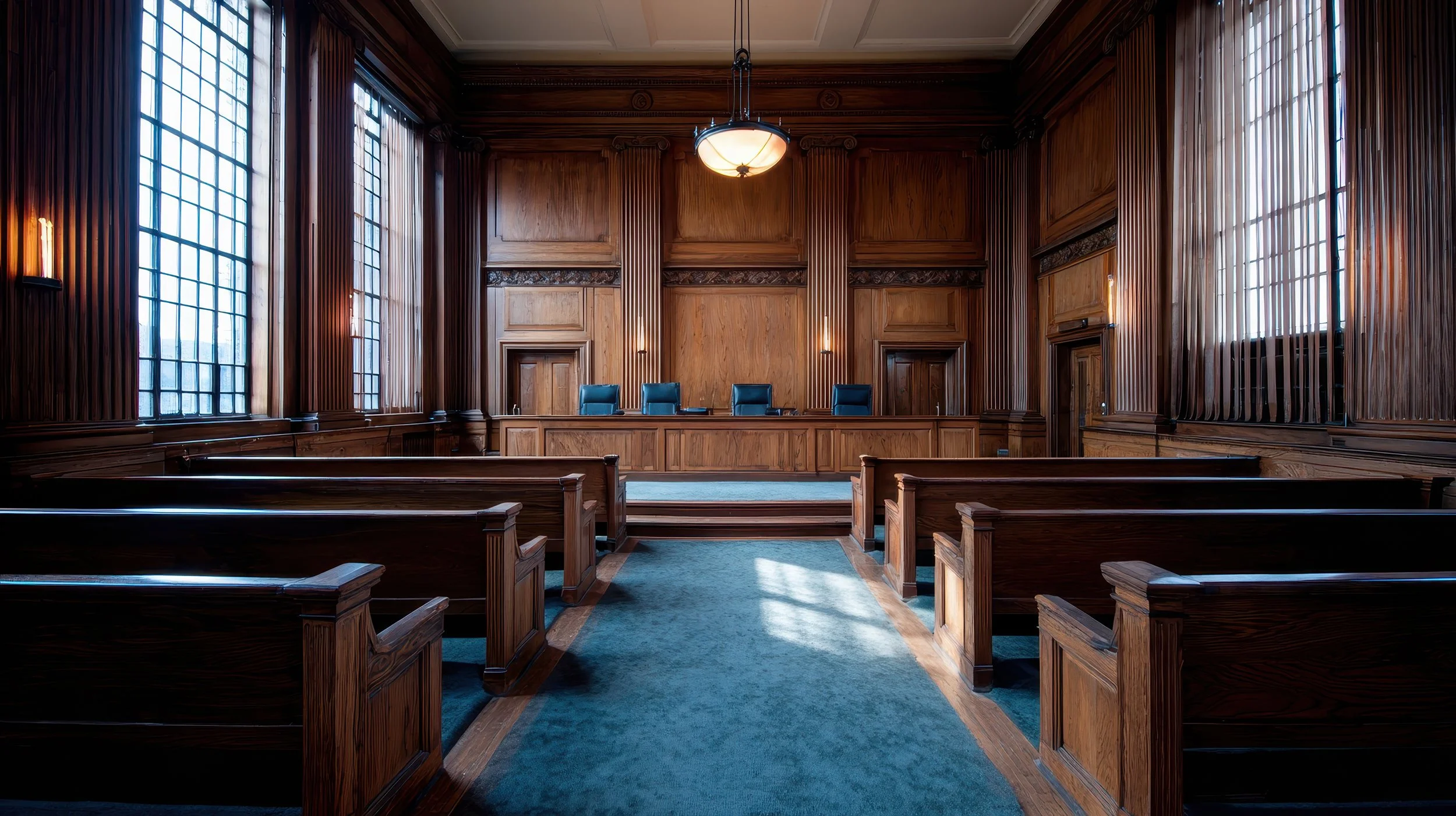Courtroom where a judgment of non pros can end a malpractice case on procedure alone.