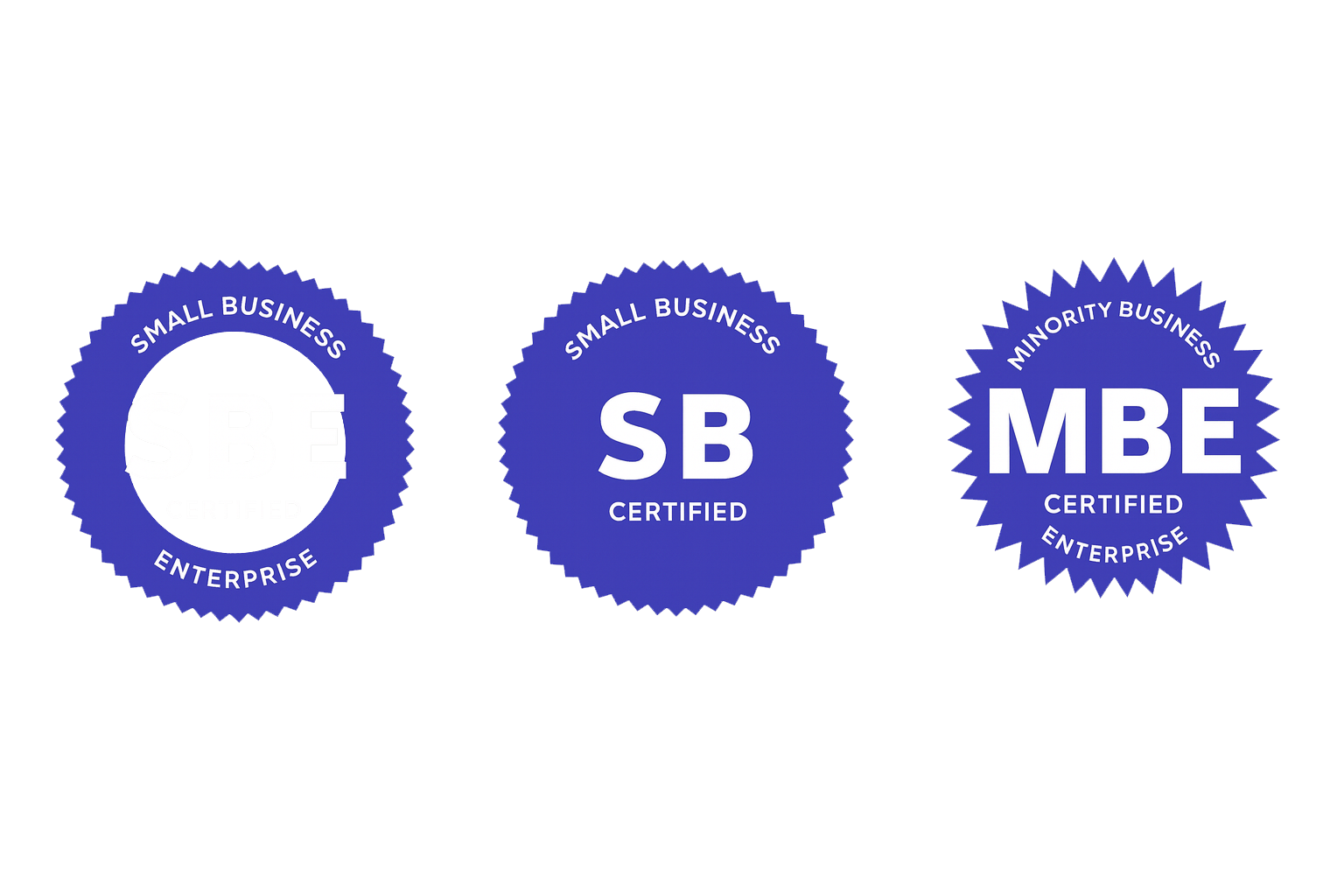SBE, SB, and MBE Certified logos