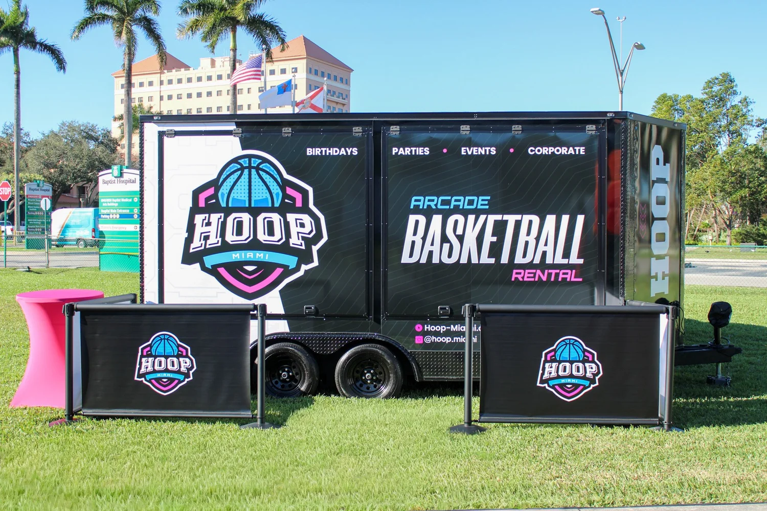 Hoop Miami - The First Mobile Arcade Basketball Trailer for Rent