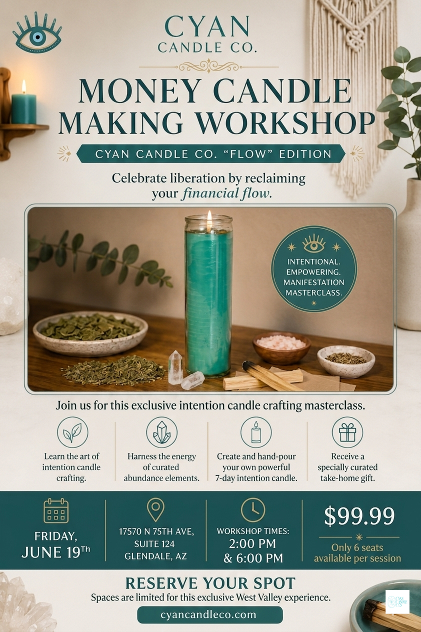 Money Candle Making Workshop (Cyan Candle Co. "Flow" Edition)