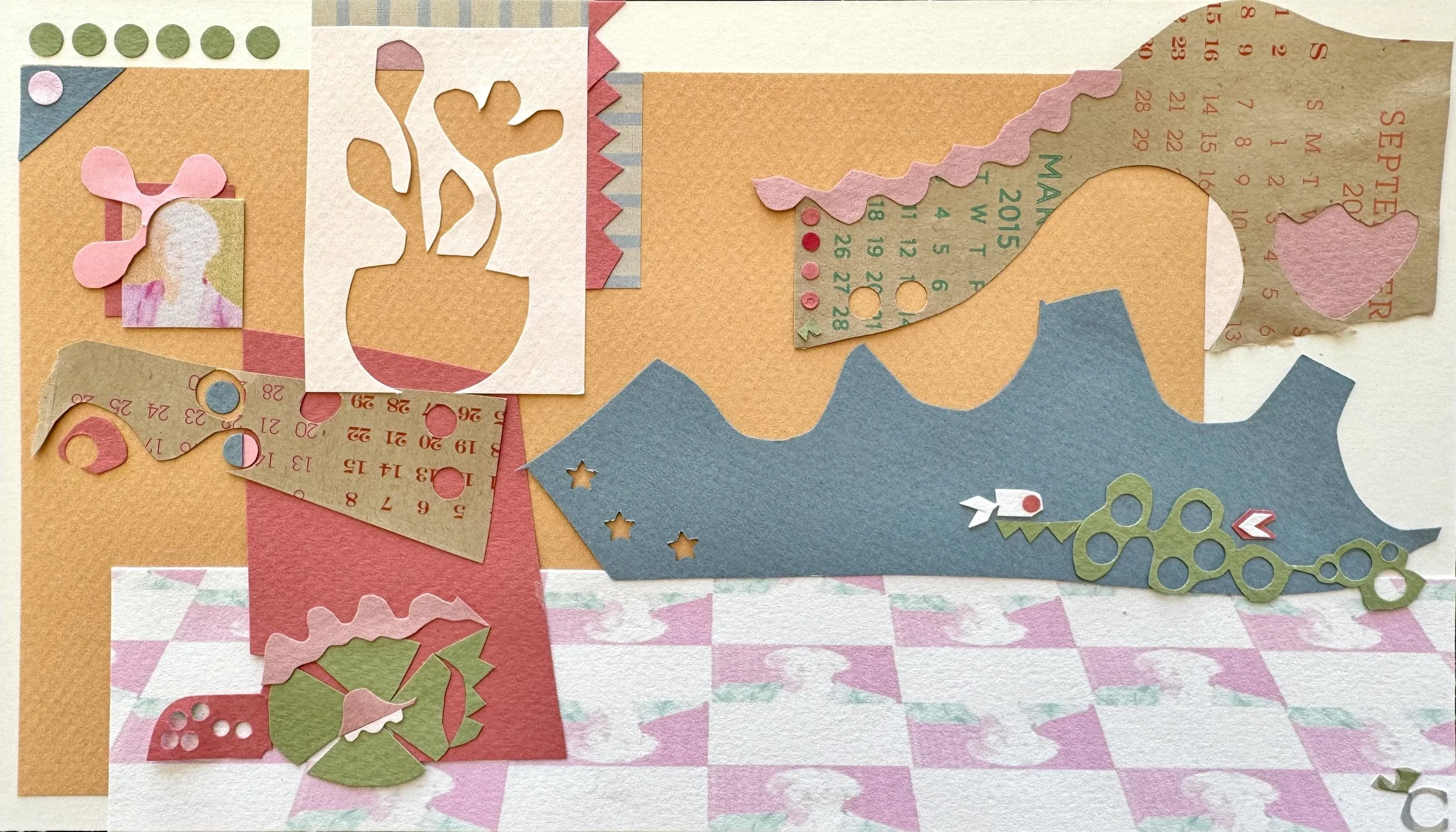 whitney chadwick | paper + cotton collage | 6" x 11" | AVAILABLE