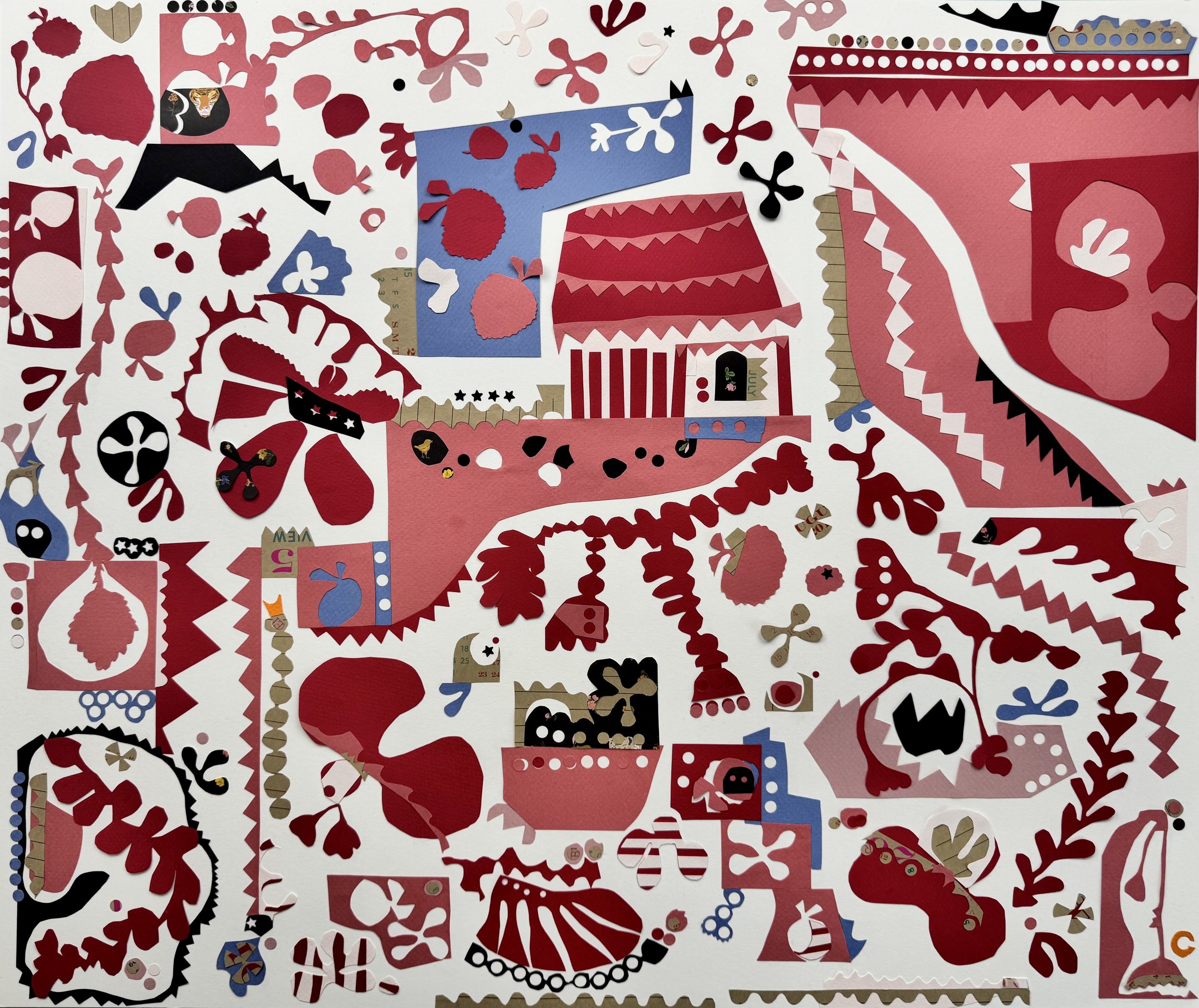 blood is thicker... | paper + cotton collage | 20" x 24" | AVAILABLE