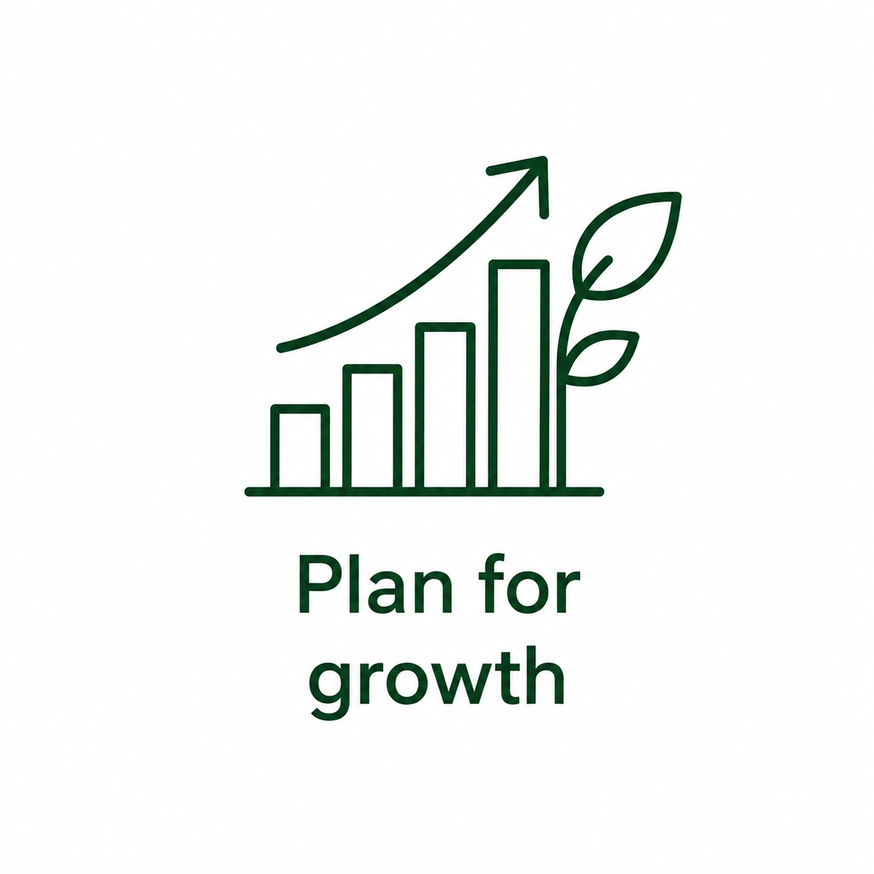 Icon representing business growth through strategic financial planning, bookkeeping, and long-term business advisory services.