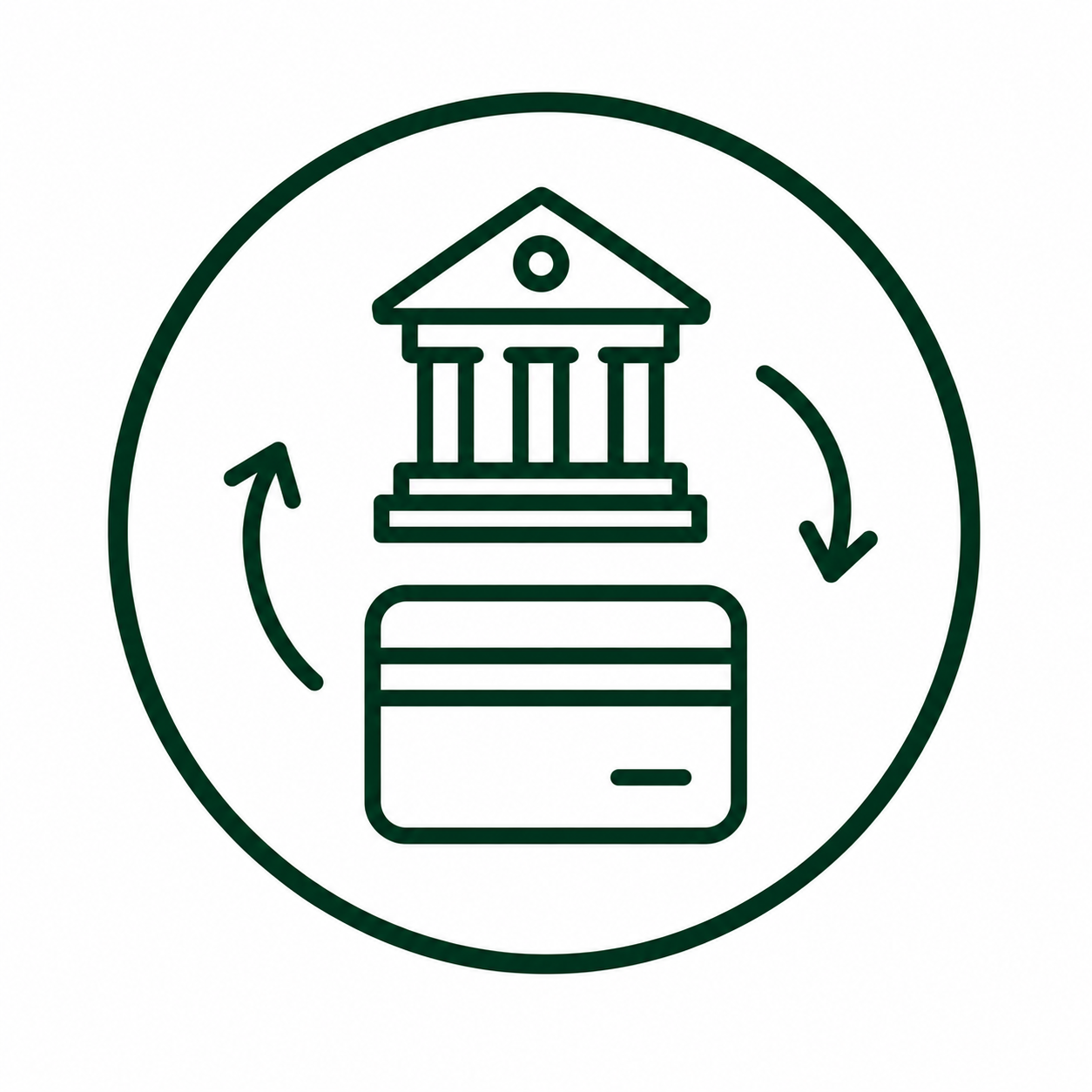 Banking icon representing bank and credit card reconciliation to maintain accurate financial records and bookkeeping.