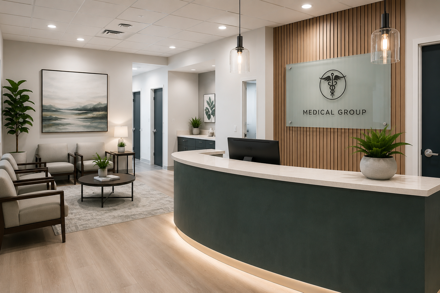 Modern medical practice reception area representing healthcare businesses served by Emerald Tax & Accounting