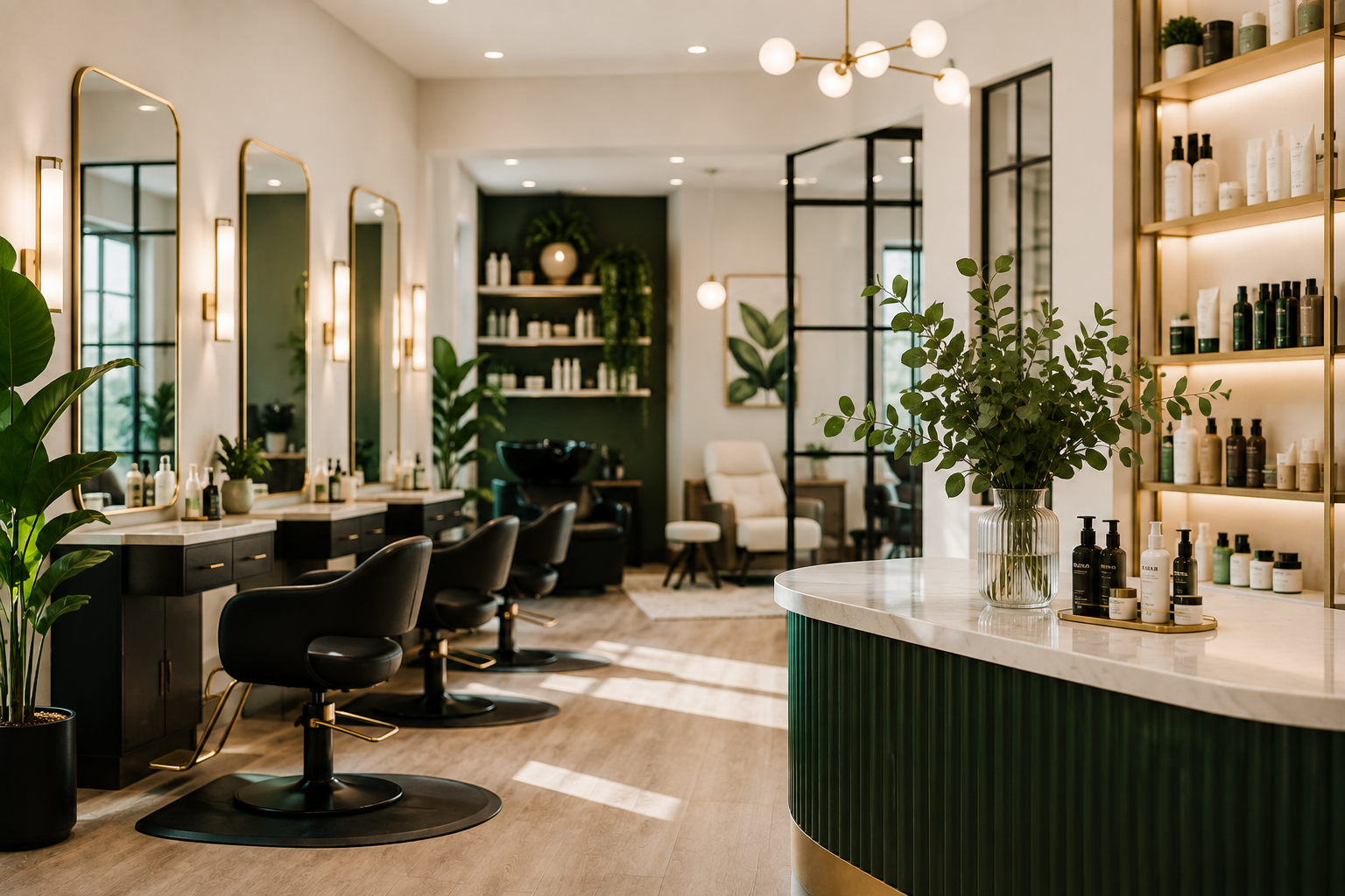 Upscale salon interior representing financial support for beauty and wellness business owners