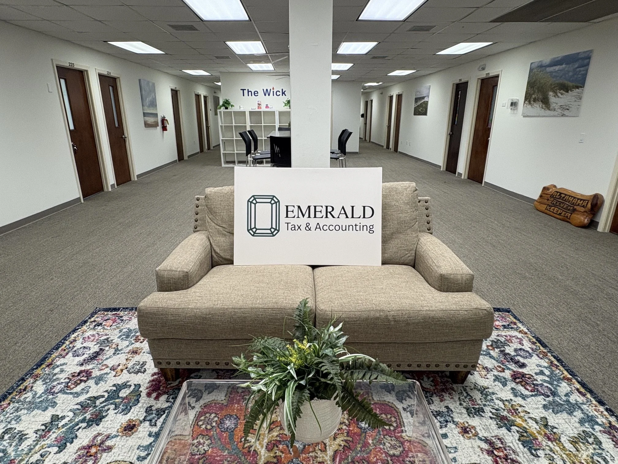 Emerald Tax & Accounting branded office workspace for professional tax preparation services