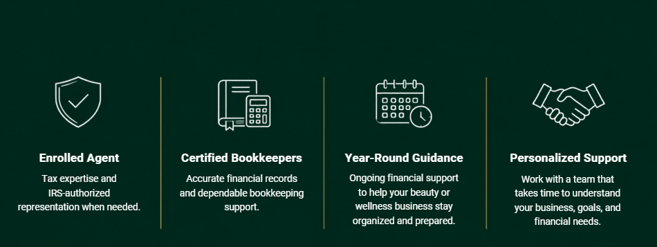 Emerald Tax & Accounting support including Enrolled Agent expertise, Certified Bookkeepers, year-round guidance, and personalized support