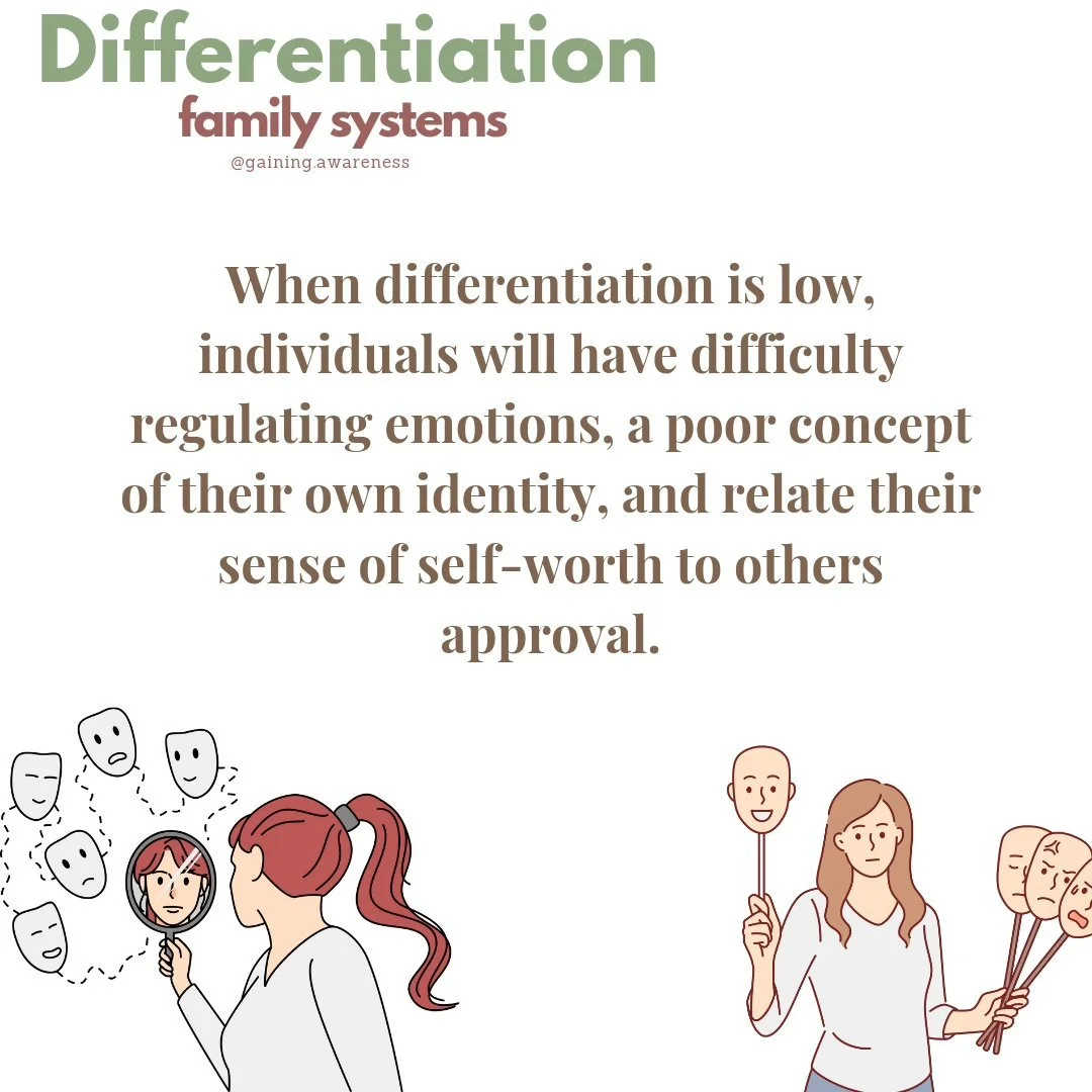 One of the most important skills to have in our toolset. Differentiation refers to the ability to think and plan under emotional distress without leaning on others' thoughts or emotions as a cue. 

#psychology #familystems #attachment
