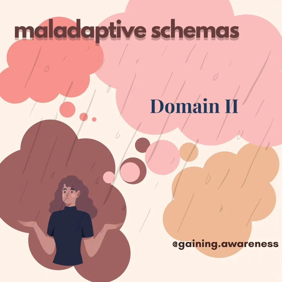 These schemas center around underfunctioning. Underfunctioning occurs when an individual deeply distrusts their ability to function with everyday tasks and decisions. As such, they typically engage in relationships (familal, friends, romantic, work) 