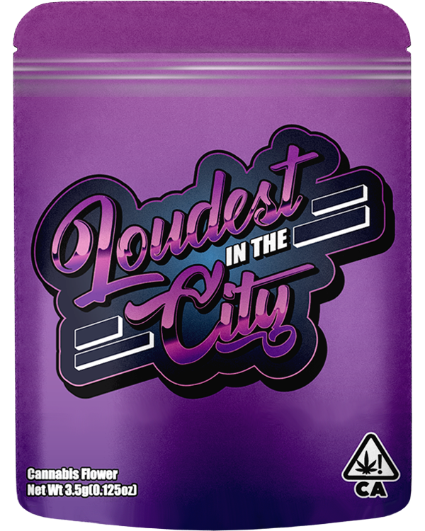 Front of a purple direct print 8th bag showcasing branded packaging design