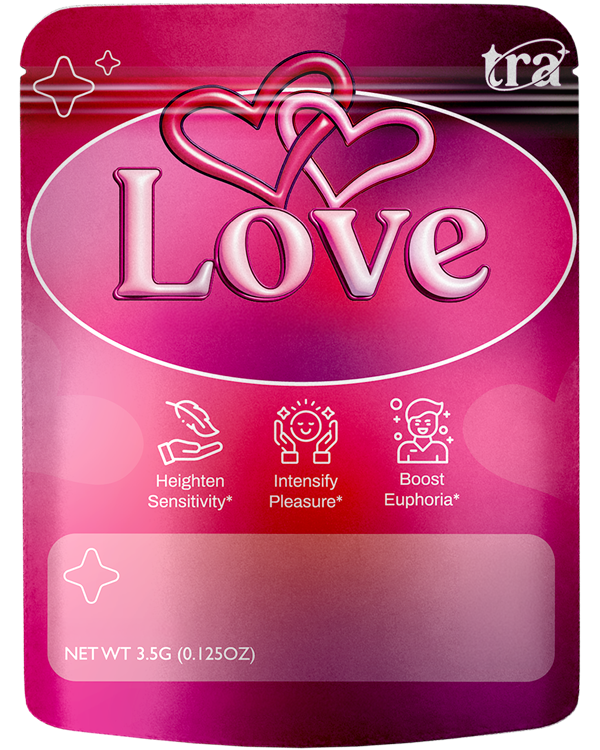 Front view of a pink direct print 8th bag with bold custom packaging design