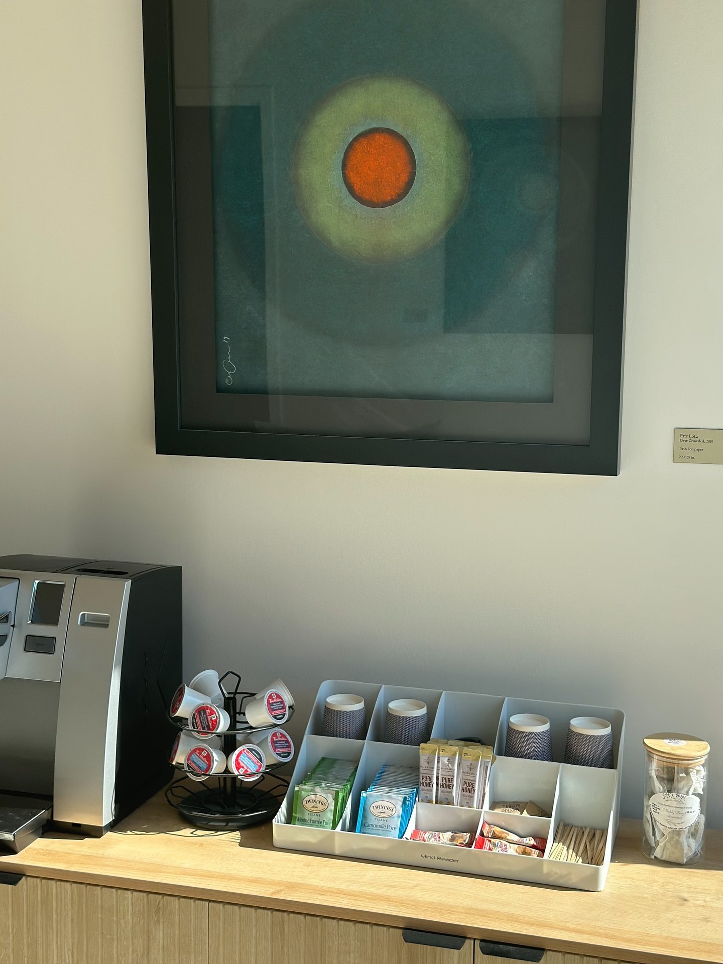 Our coffee/tea bar is stocked and ready for your enjoyment. We are featuring handmade tea from Australian artisan @jsmassage8. Her lovely &quot;Settle Petal&quot; tea featuring organic, wild crafted passion flower, calendula, chamomile, hops, ginkgo,