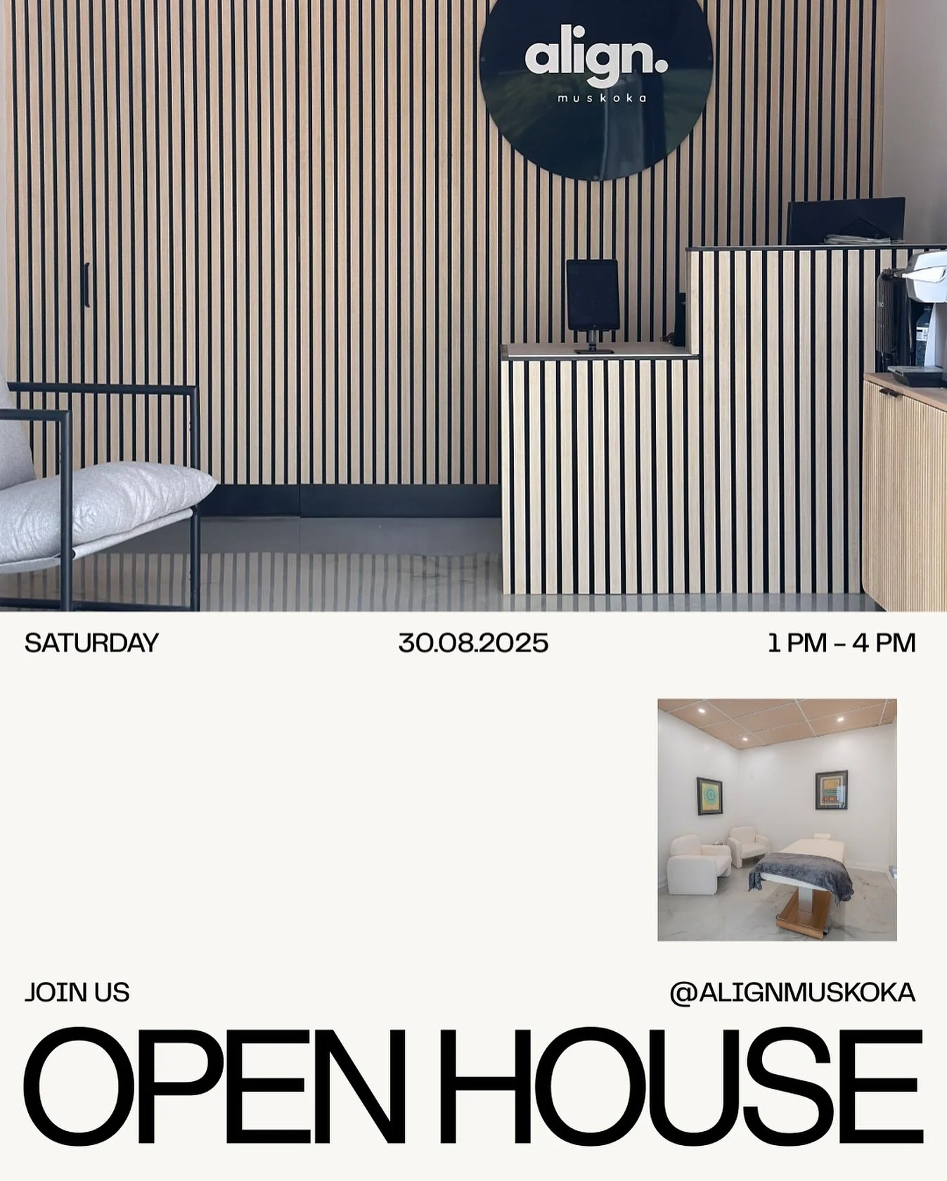 This Saturday, August 30th, we're hosting an open house at 12 Taylor Rd (entrance off the parking lot) between 1-4 PM. Interested in seeing the space? We'd be happy to show you around. No appointments required. Hope to see you there!

#alignmuskoka #