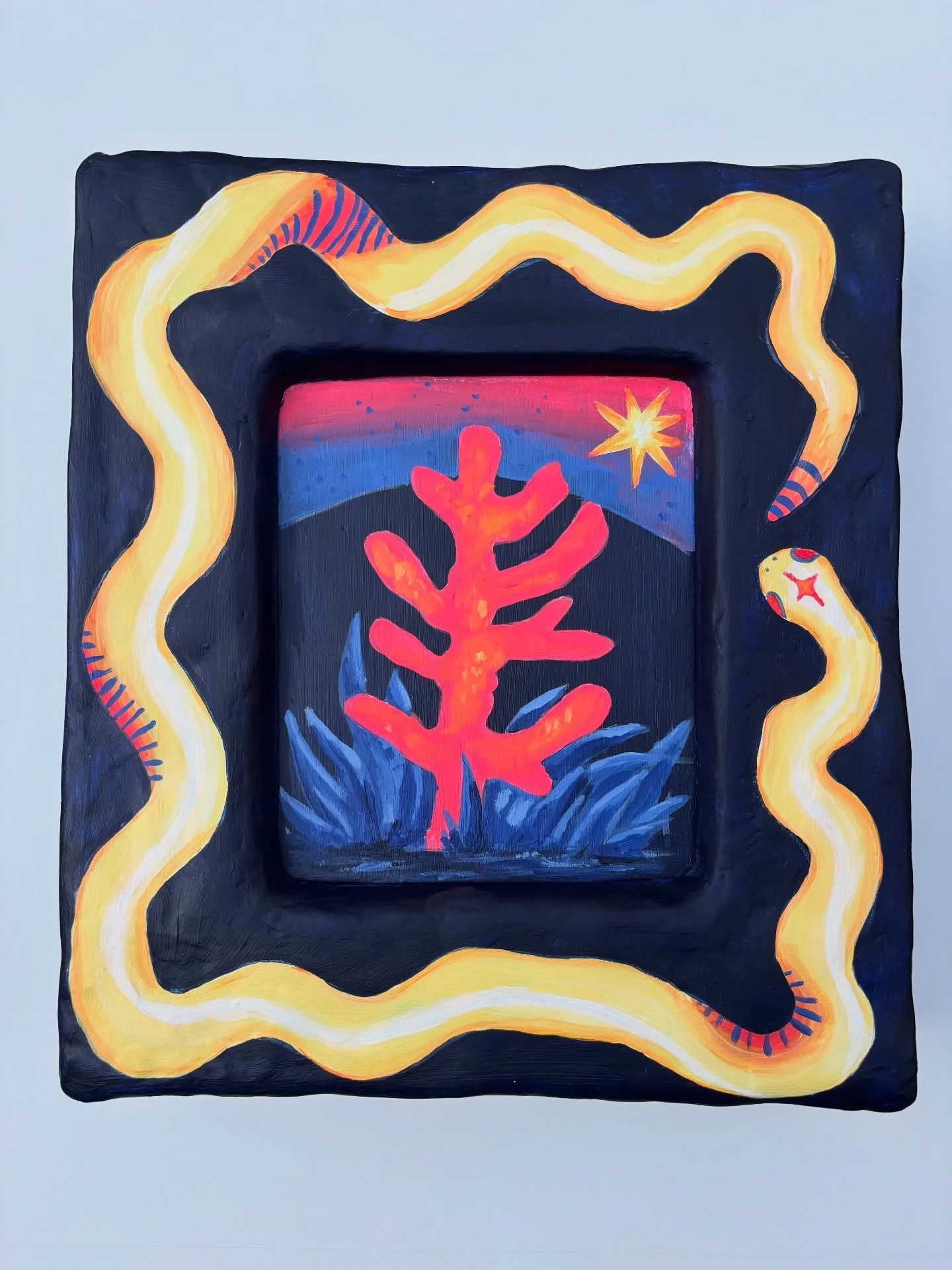 Made a lumpy clay frame for this little coral