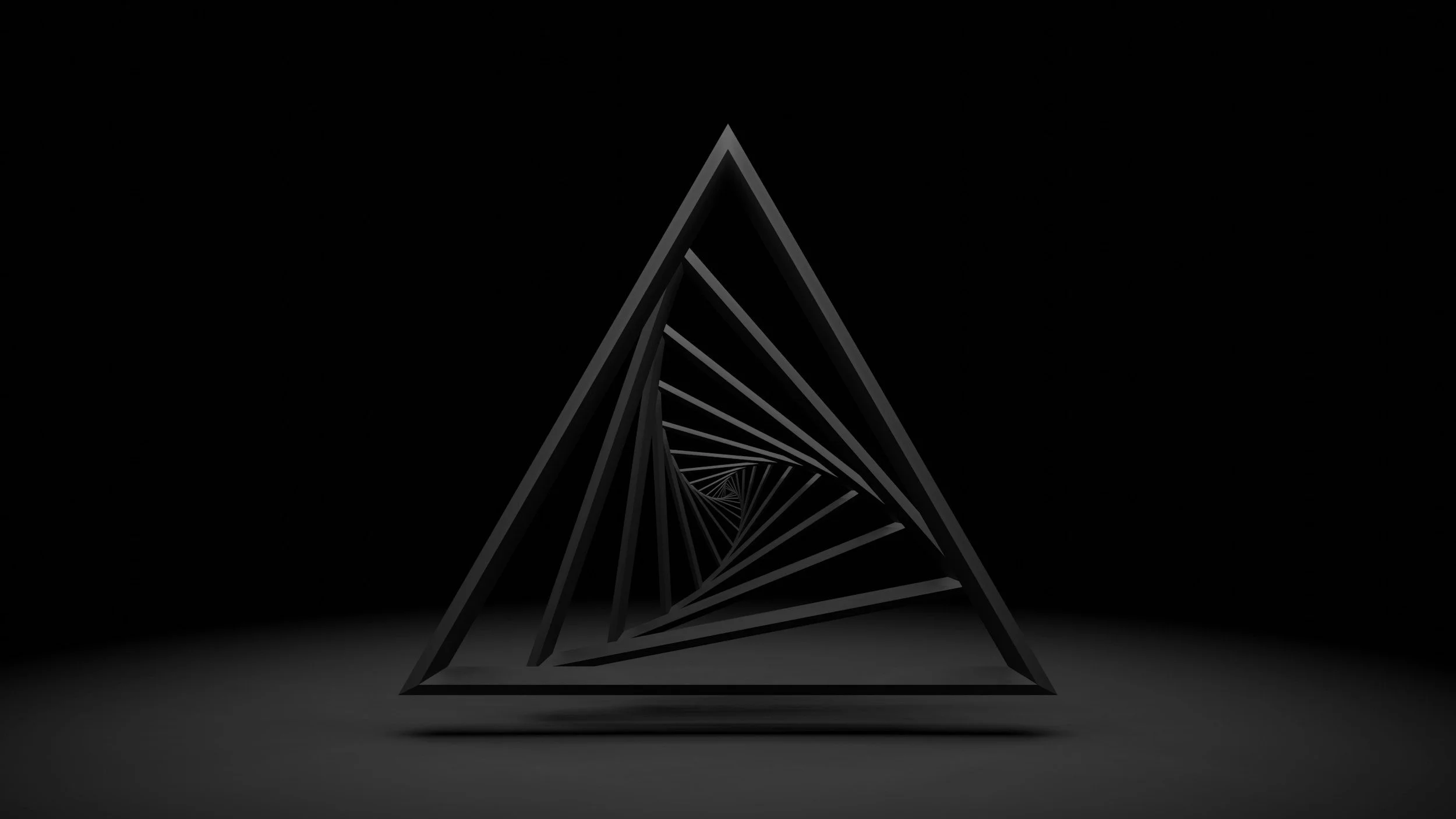 Black triangular spiral structure in dark setting