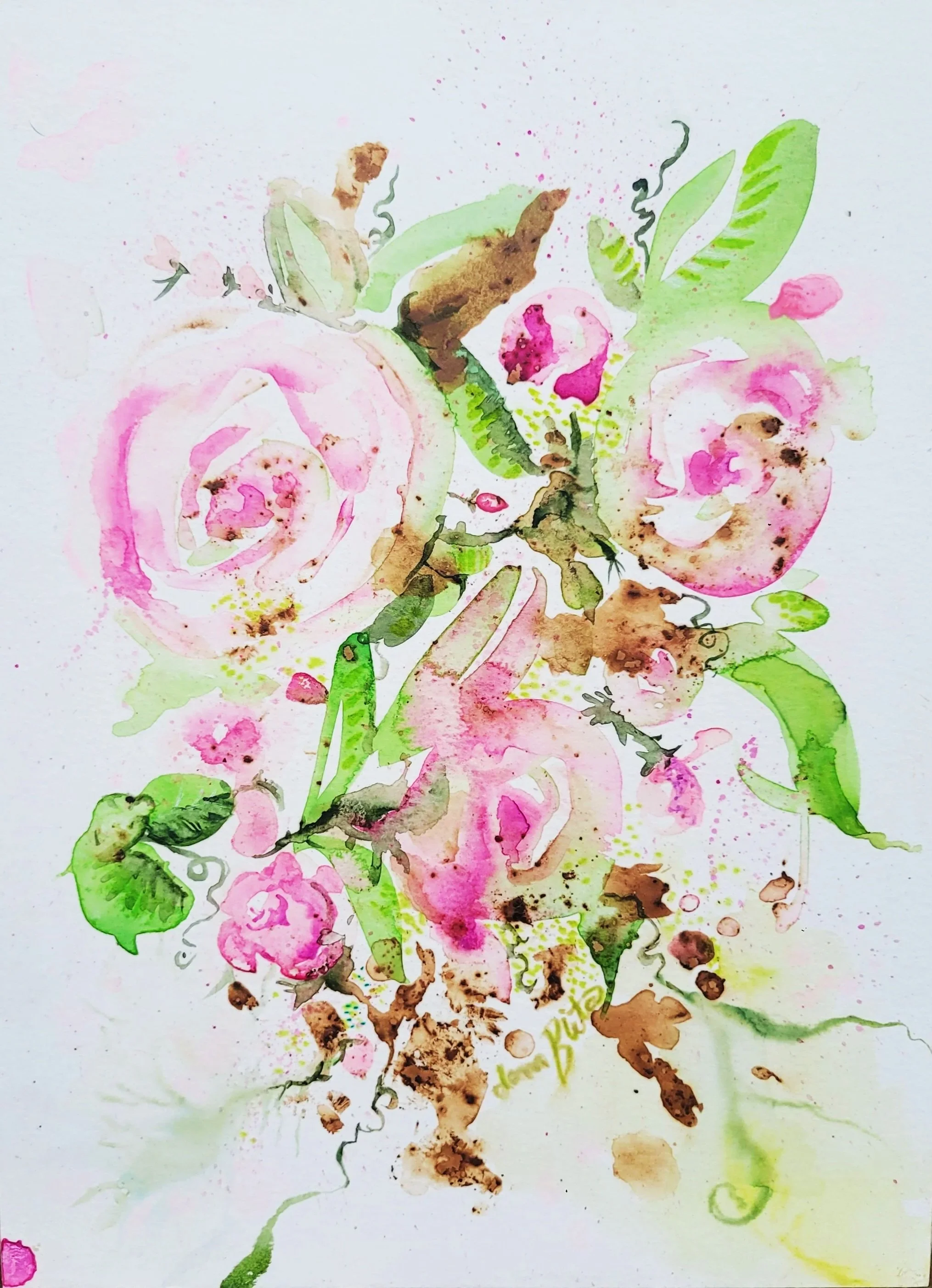 So Matcha Love - Watercolor and Tea Stain,  9" x 12" - $160
