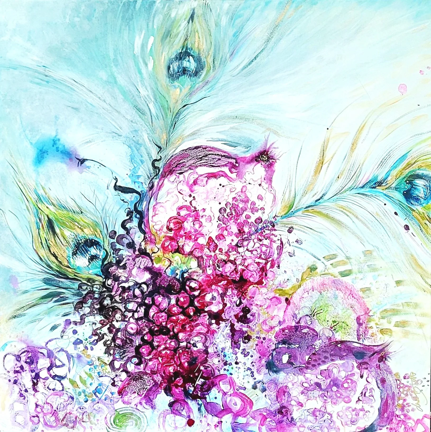 Pommes and Peas - by Donna Blodgett 36" x 36" acrylic/mixed media