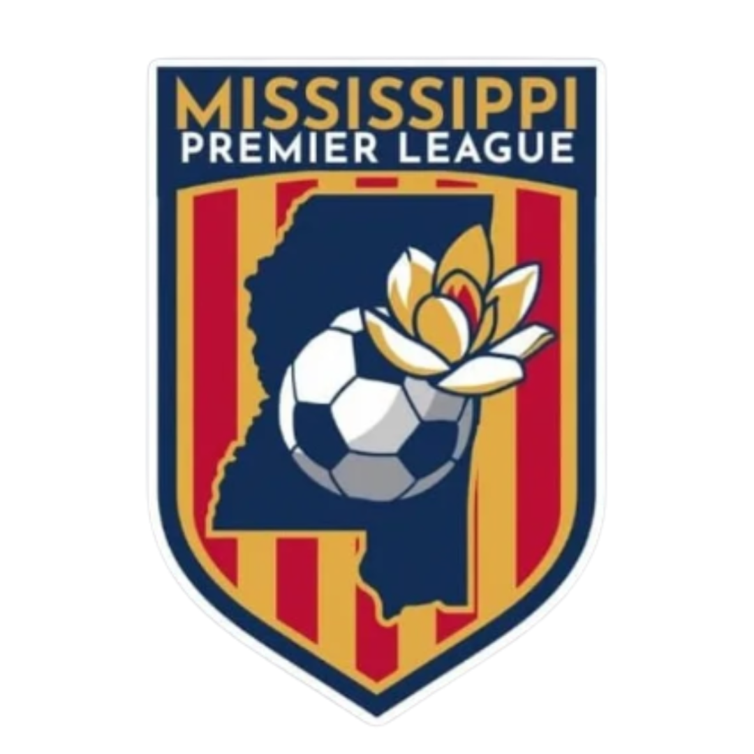 Mississippi Premier League soccer badge featuring the state outline, a soccer ball, and a yellow flower.