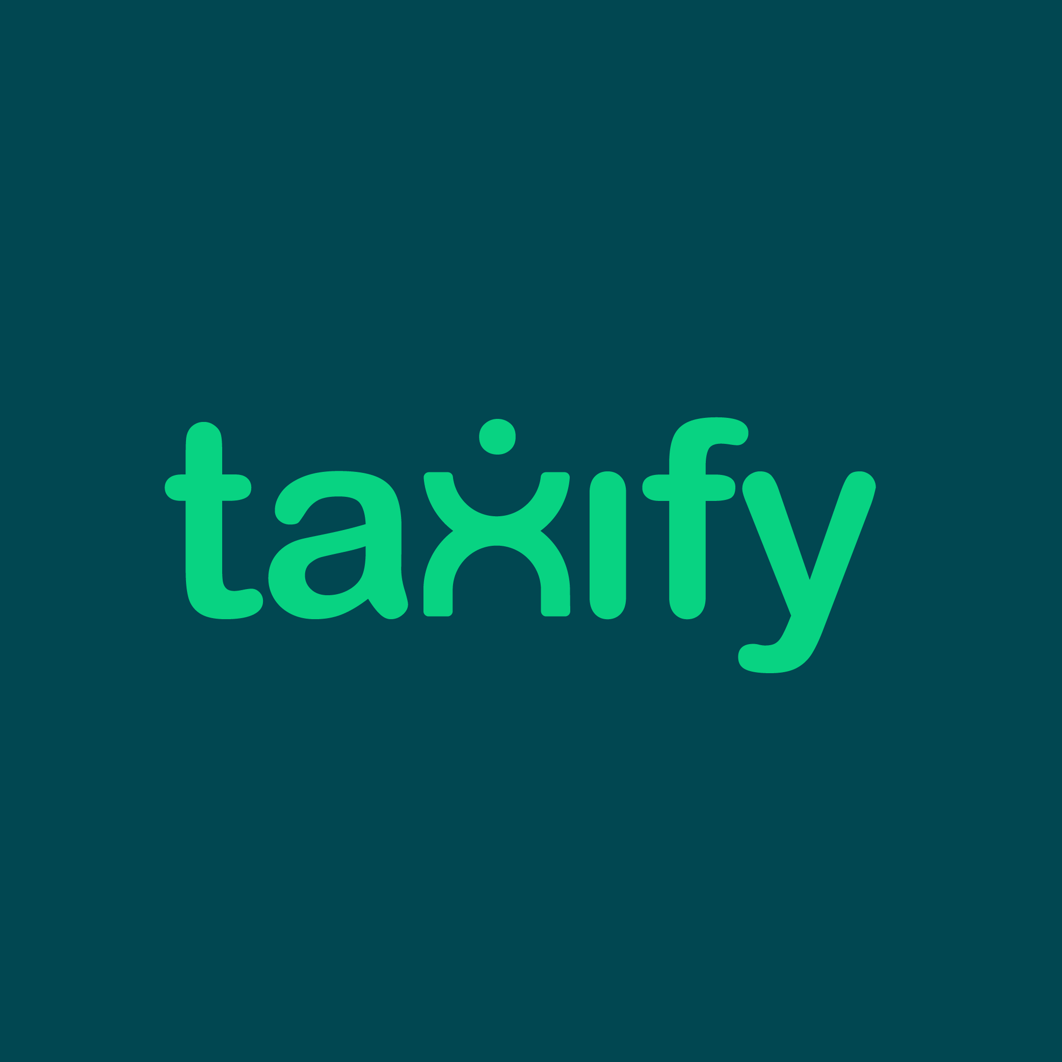 Green "taxify" logo on a dark green background.